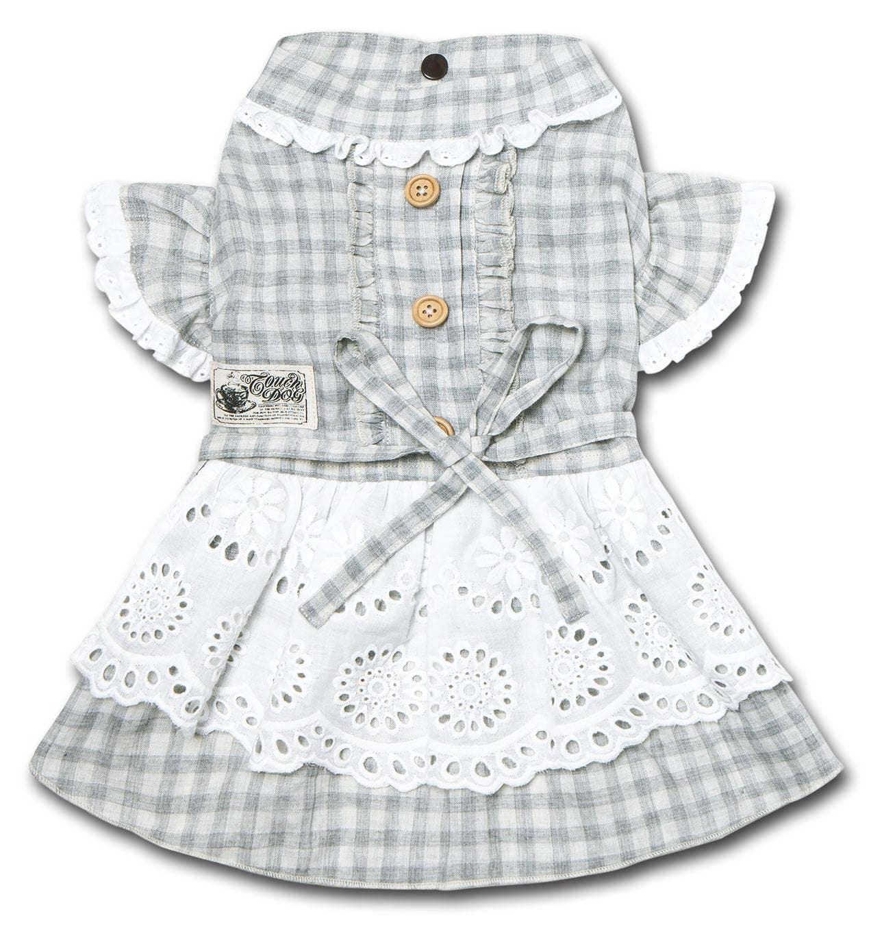 Touchdog 'I Love Poochi' Classical Fashion Dog Dress - Retro Designer Pet Dress Featuring Accented Knots And Ruffled Details - Dog Clothes For Small And Medium Dogs