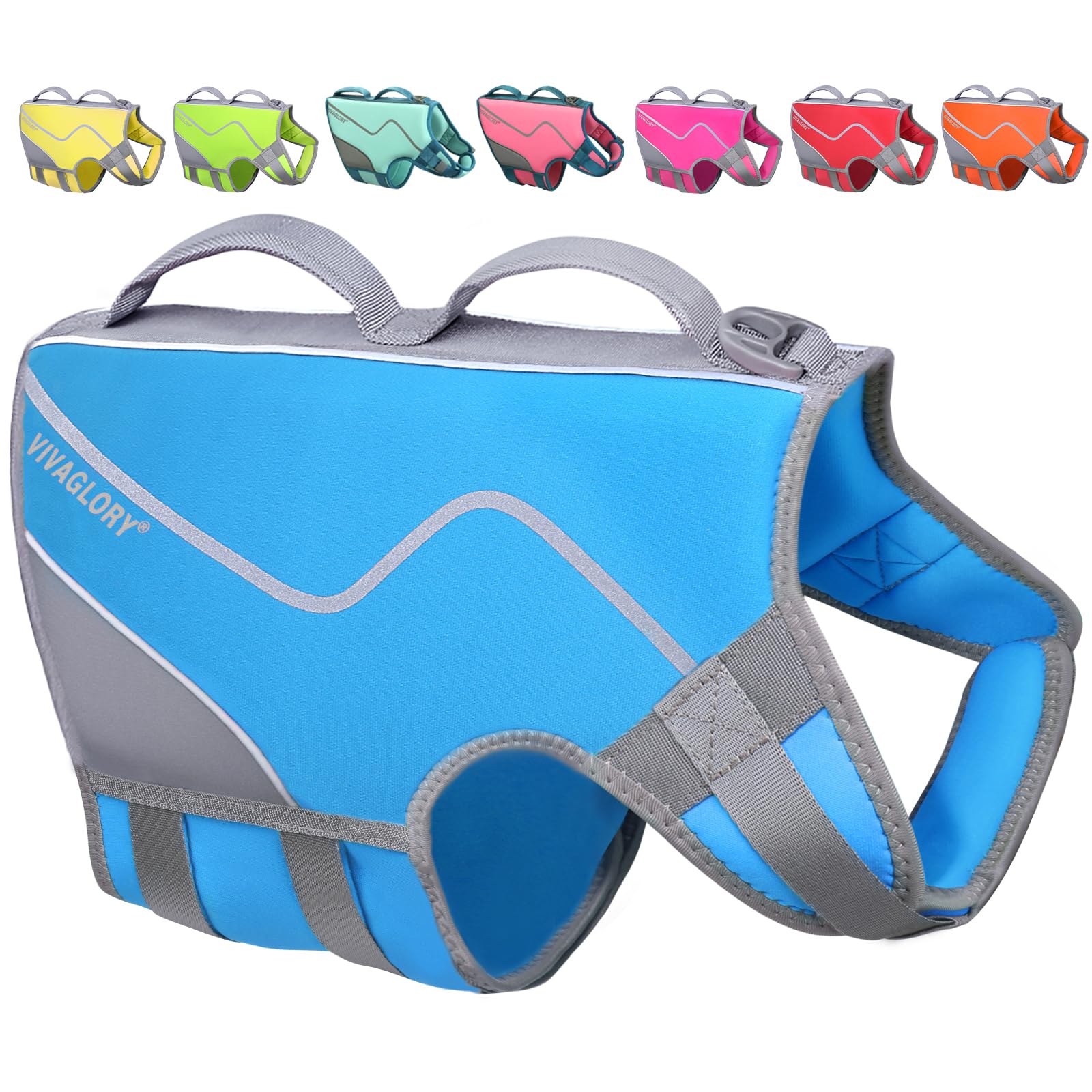 Vivaglory Neoprene Dog Life Jacket Dog Life Vest For Boating Hunting & Swimming, Lightweight With Leash Ring, L, Bright Yellow