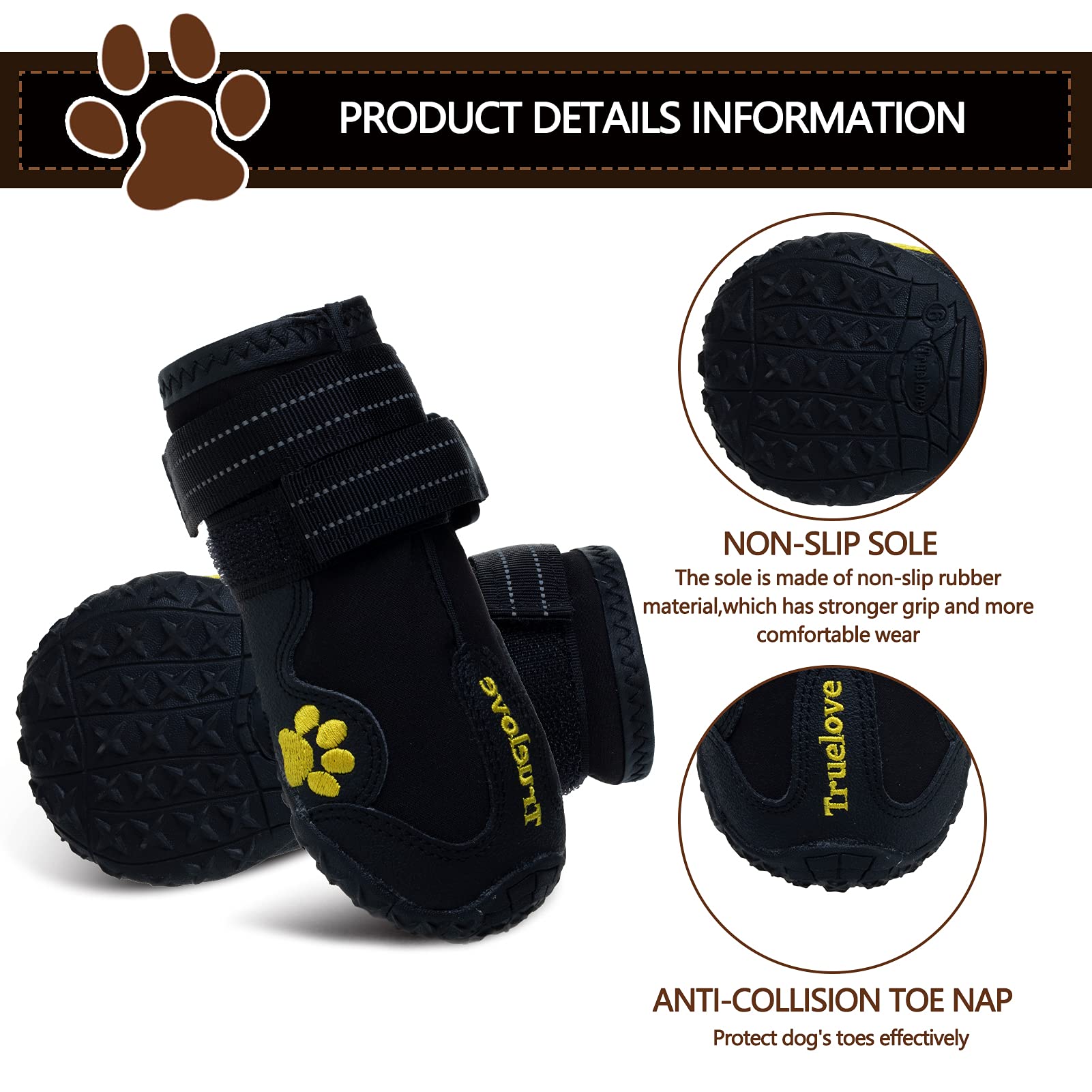 Expawlorer Dog Shoes For Medium Dogs,Dog Boots & Paw Protectors For Winter With Anti-Slip Rugged Sole,Waterproof Dog Booties For Outdoor Snow Rain Days,Dog Shoes For Hot Pavement,Hiking Walking(Black)