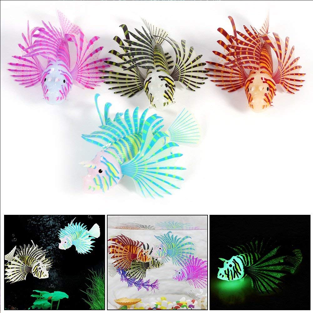 Yosoo Artificial Lion Fish Luminous Fake Fish Aquarium Fish Tank Ornament Glow Simulation Animal Decoration (Blue)