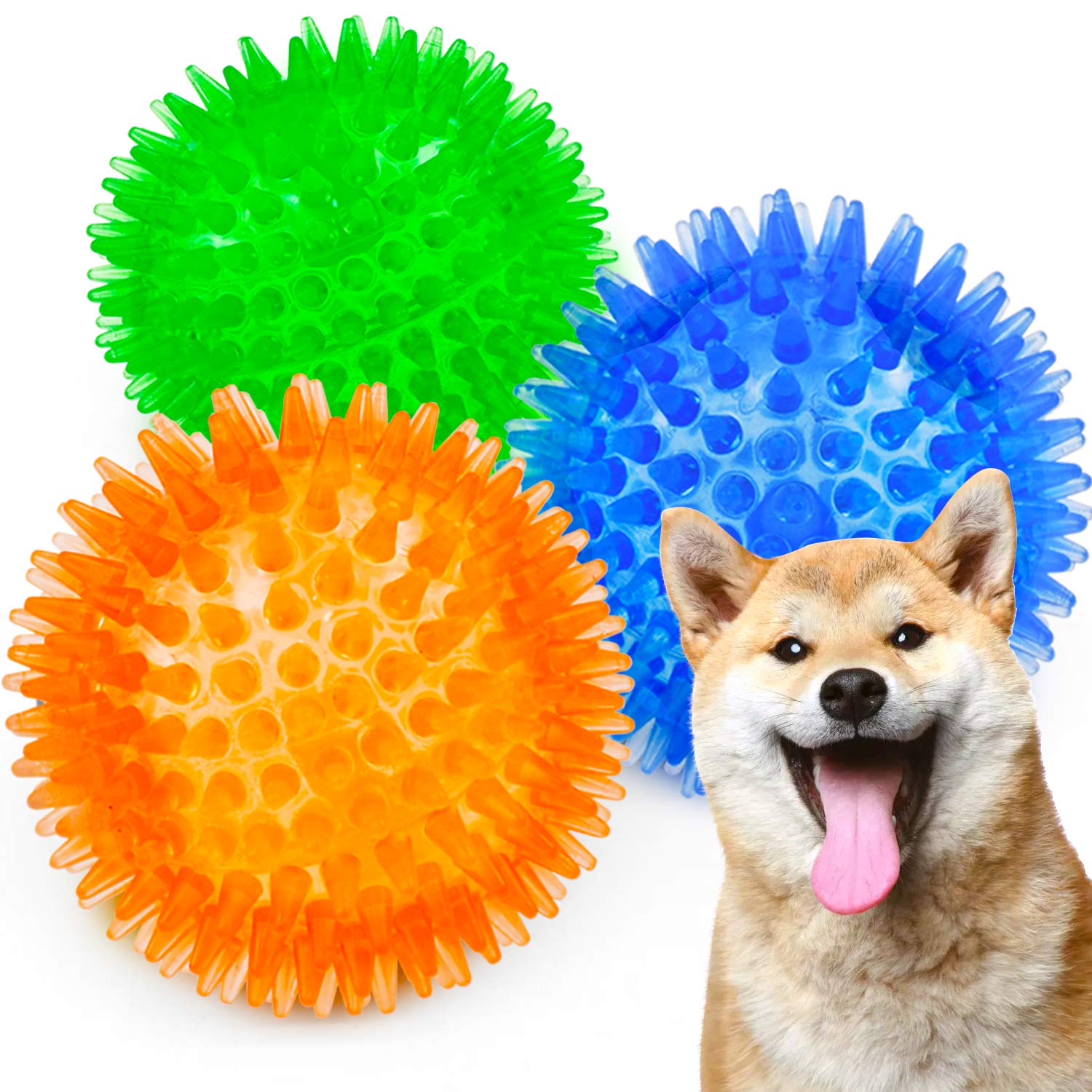Squeaky Balls for Dogs Small, Fetch Balls for Dogs Rubber 6 Pack Bright Colors TPR Puppy Toys Dog Toy Balls Dog Squeaky Toys Spi