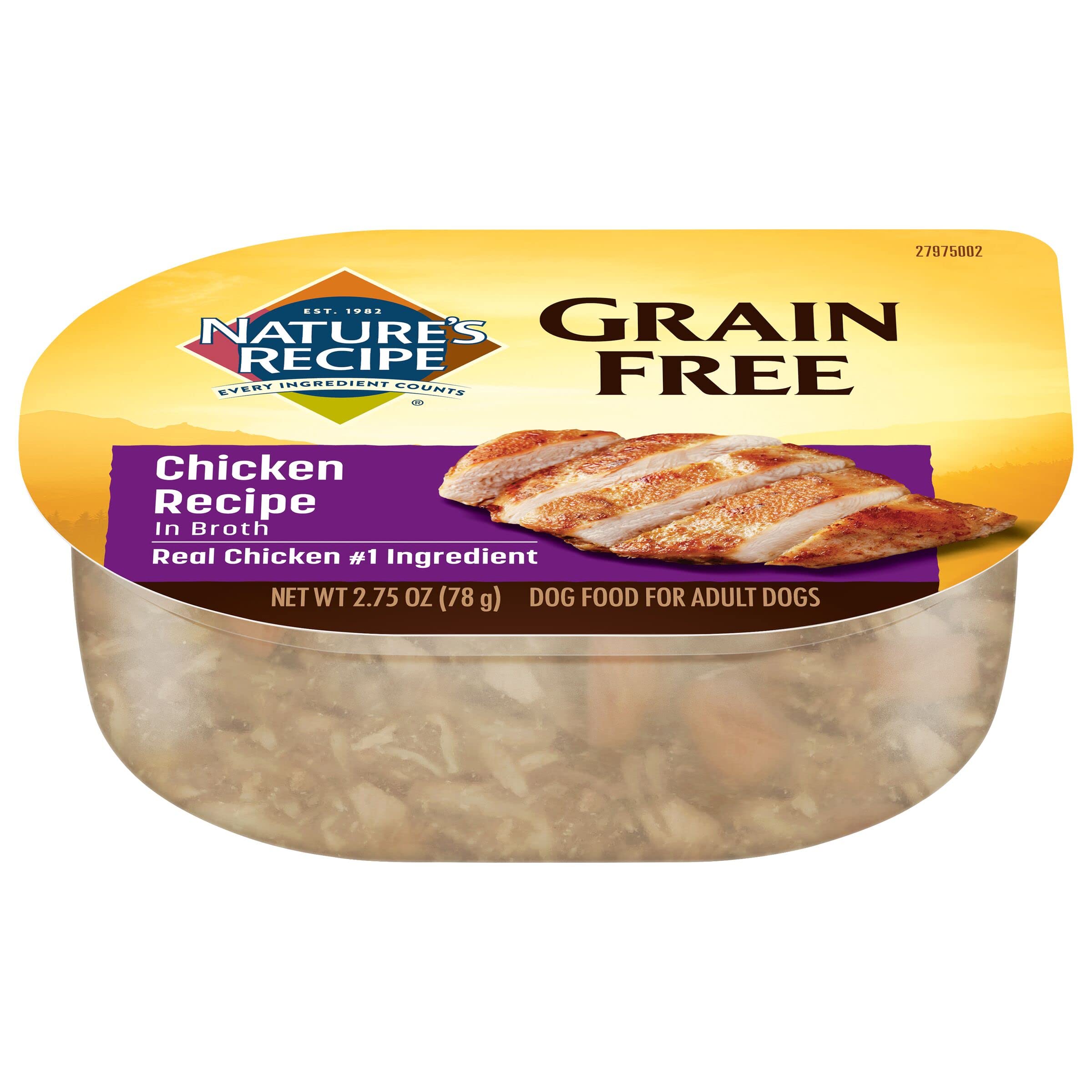 Natures Recipe Grain Free Chicken Recipe in Savory Broth Wet Dog Food, 2.75 oz. Cup, 12 Count