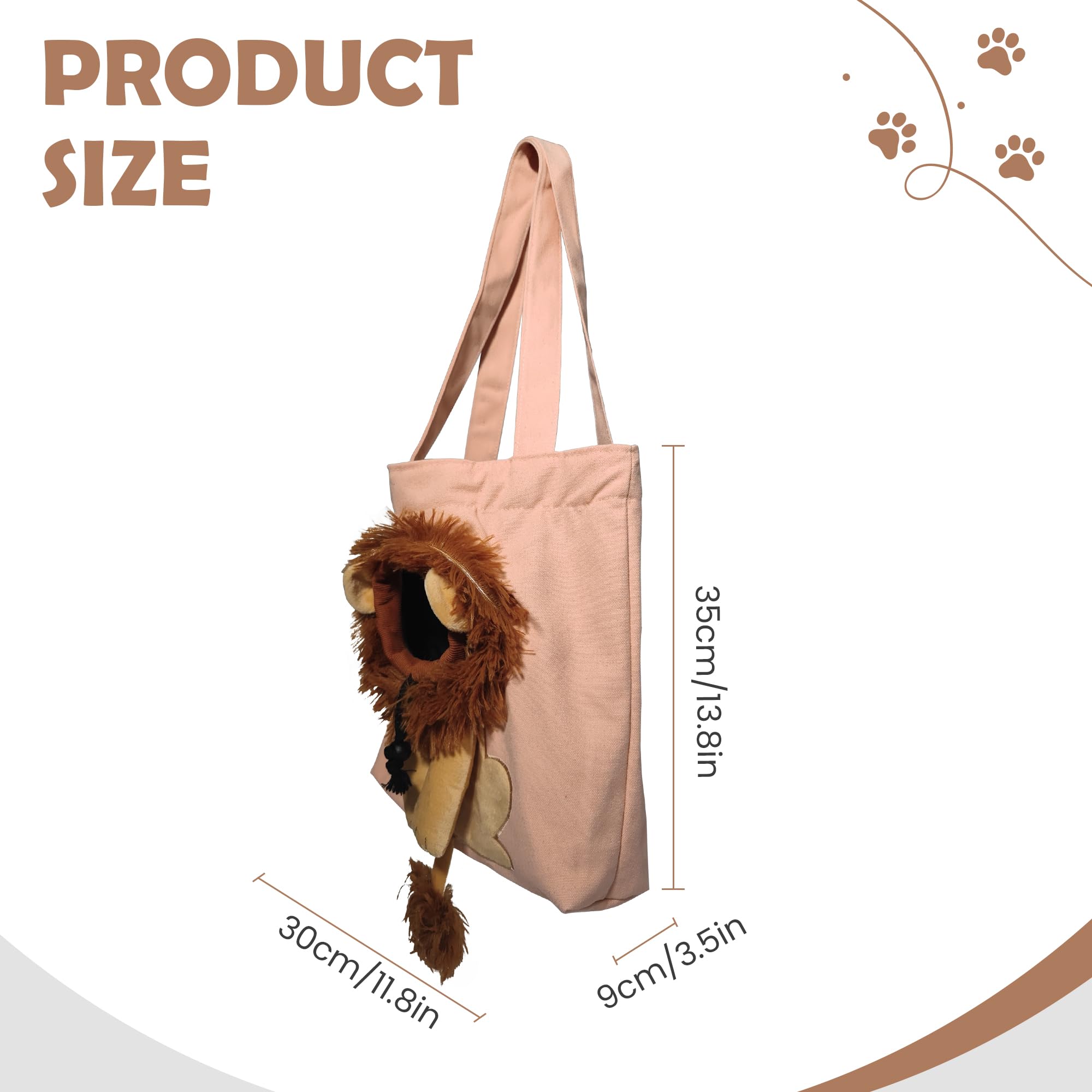 Pet Canvas Shoulder Carrying Bag, Cute Lion Shaped Cat Carrier, S Size Portable Kitten & Puppy Tote, Cozy Carriers For Small Dog