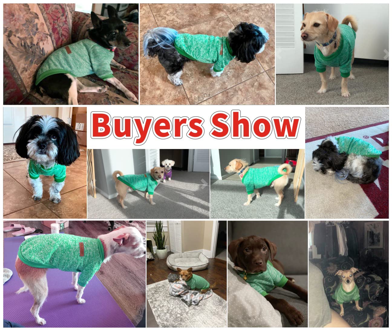 Idepet Pet Dog Classic Knitwear Sweater,Fleece Coat For Small,Medium Dog,Warm Pet Dog Cat Clothes,Soft Puppy Customes (L, Green)