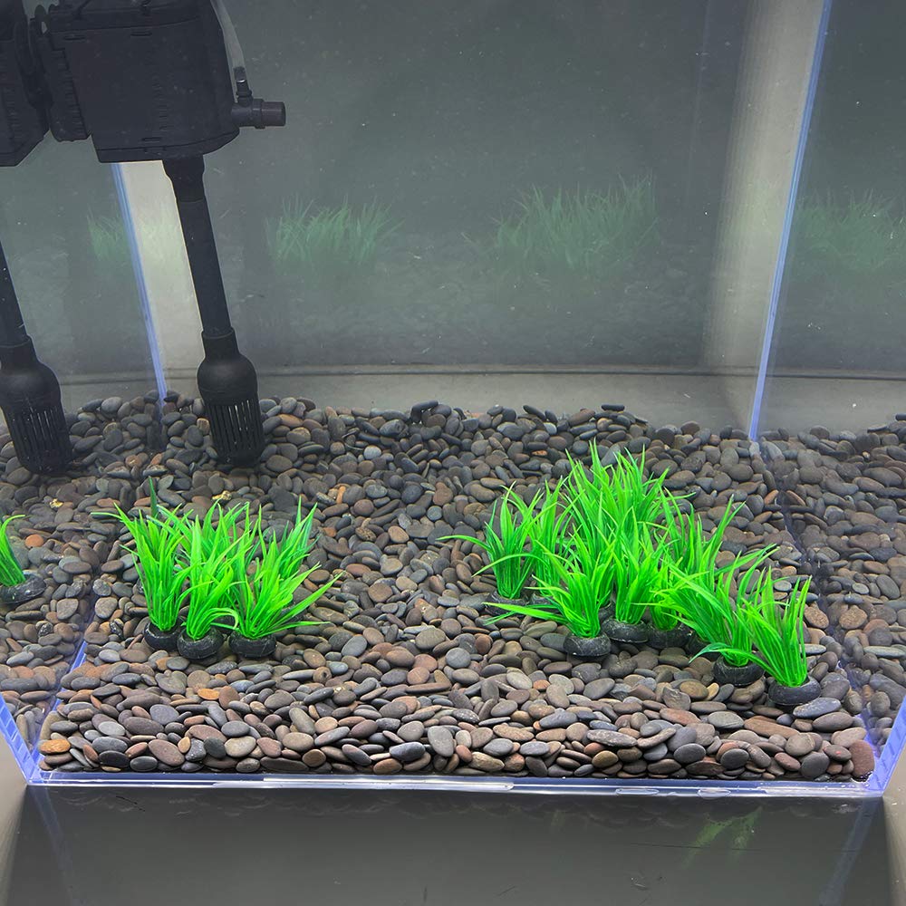 Smoothedo-Pets Aquarium Plants Fish Tank Decorations 20Pcs Small Size/1Inch Tall Plastic Artificial Plant Goldfish Waterscape Fish Hides Mini Grass Set (Green-B)