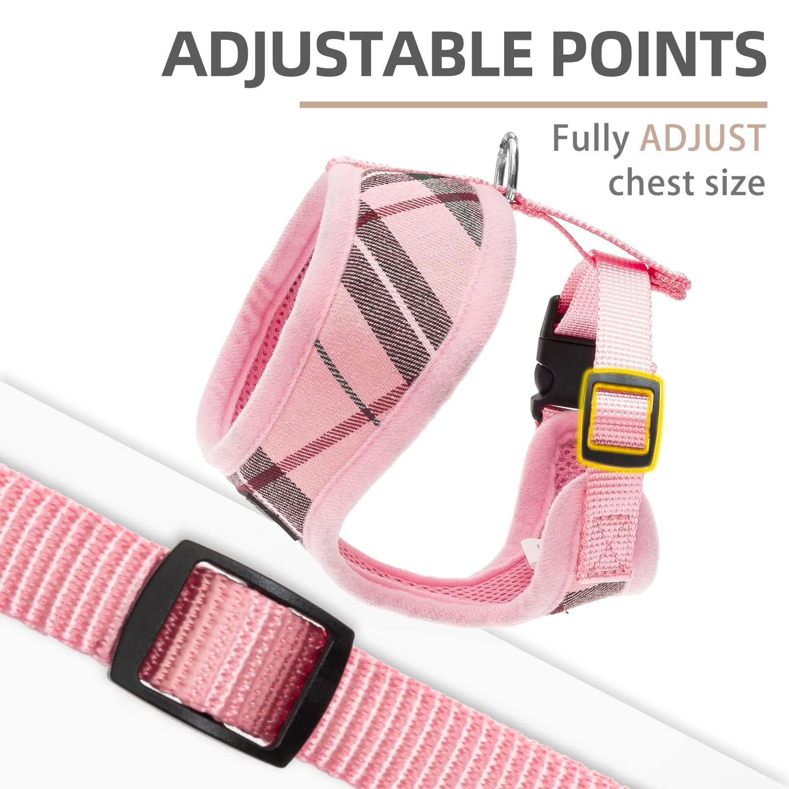 Pupteck Soft Mesh Dog Harness And Leash Set Pet Puppy Cat Comfort Padded Vest No Pull Harnesses, Old Pink, Xxs