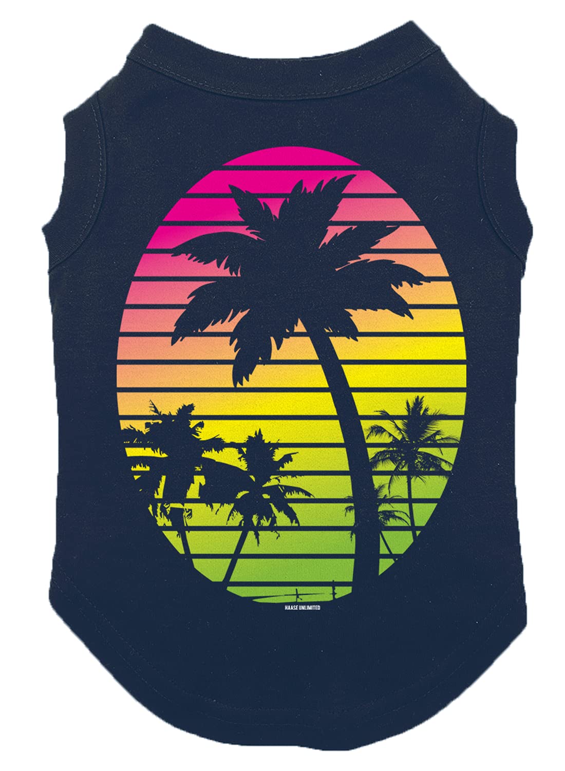 Palm Tree Scene - Dog Shirt (Navy, Medium)