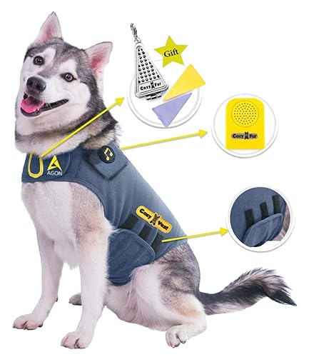 CozyVest 3-in-1 Dog Anxiety Vest, XL (Gray) - Nylon Coat with Music & Aromatherapy for Stress Relief during Thunderstorms and Fireworks