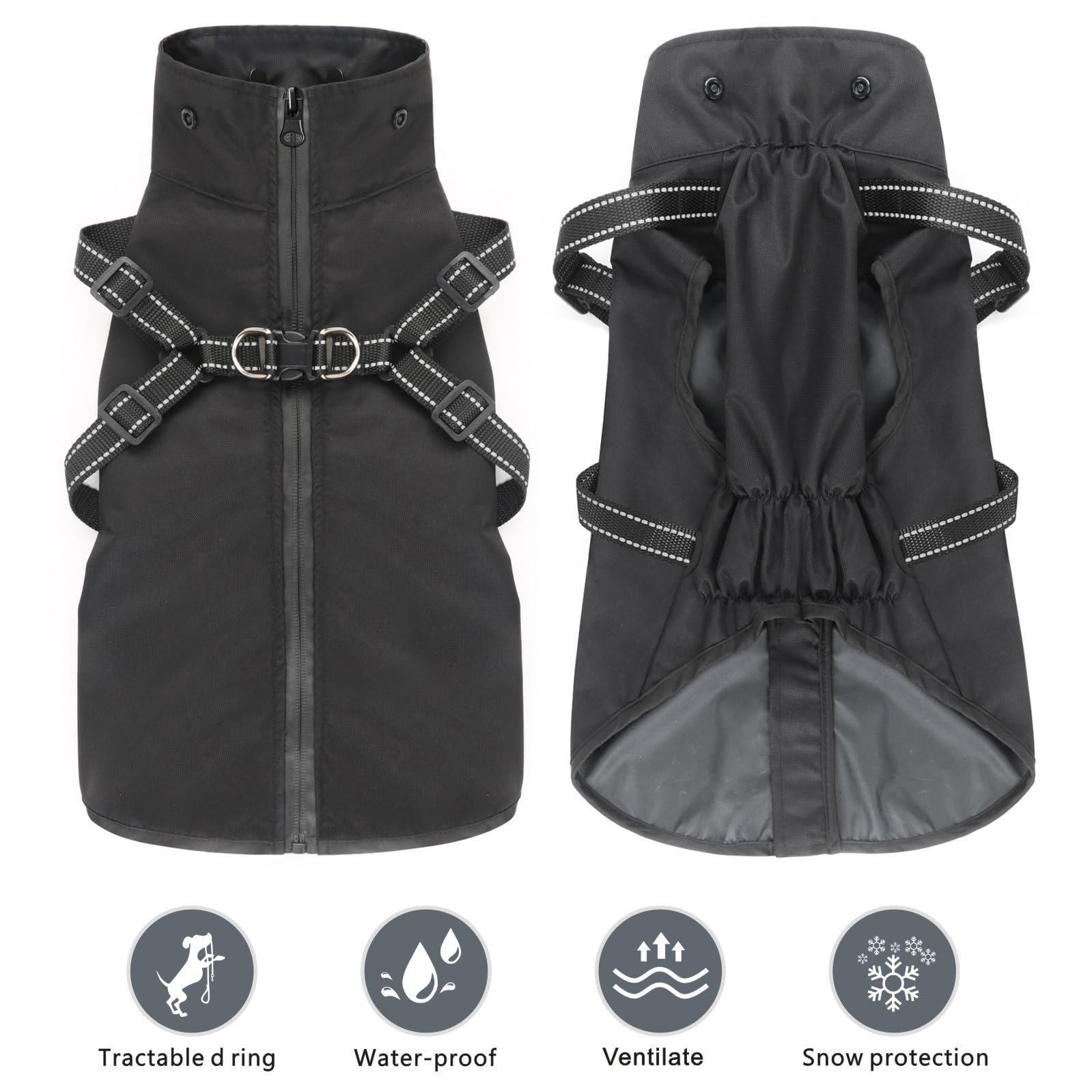 Mosucoirl Dog Raincoat Waterproof Dog Hoodie Reflective Dog Raincoat Hooded Adjustable Rain Jacket For Small Medium Large Dogs P
