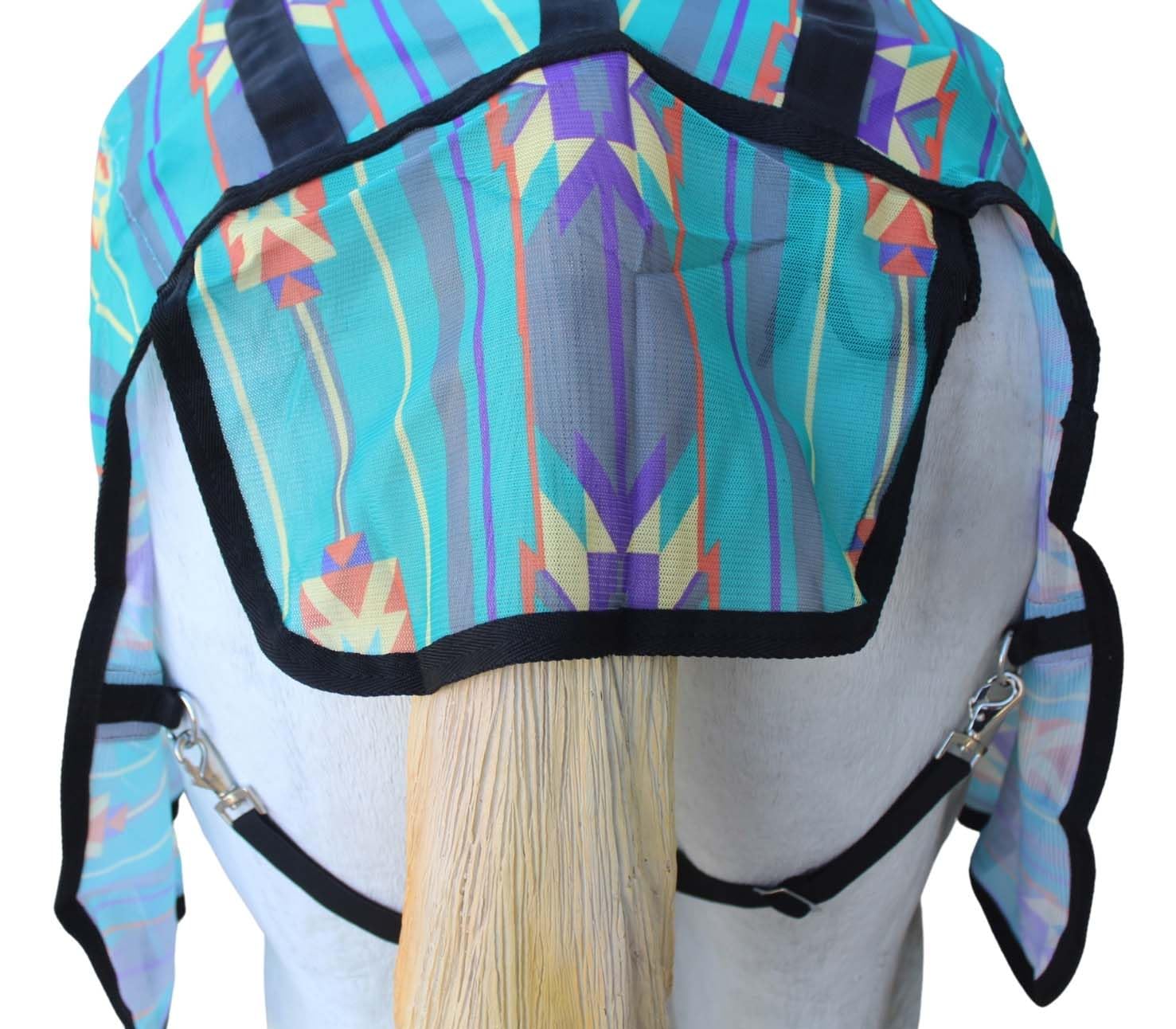 CHALLENGER 60" Horse Mesh Fly Sheet, Lightweight Polyester, Turquoise Aztec, Model 73113
