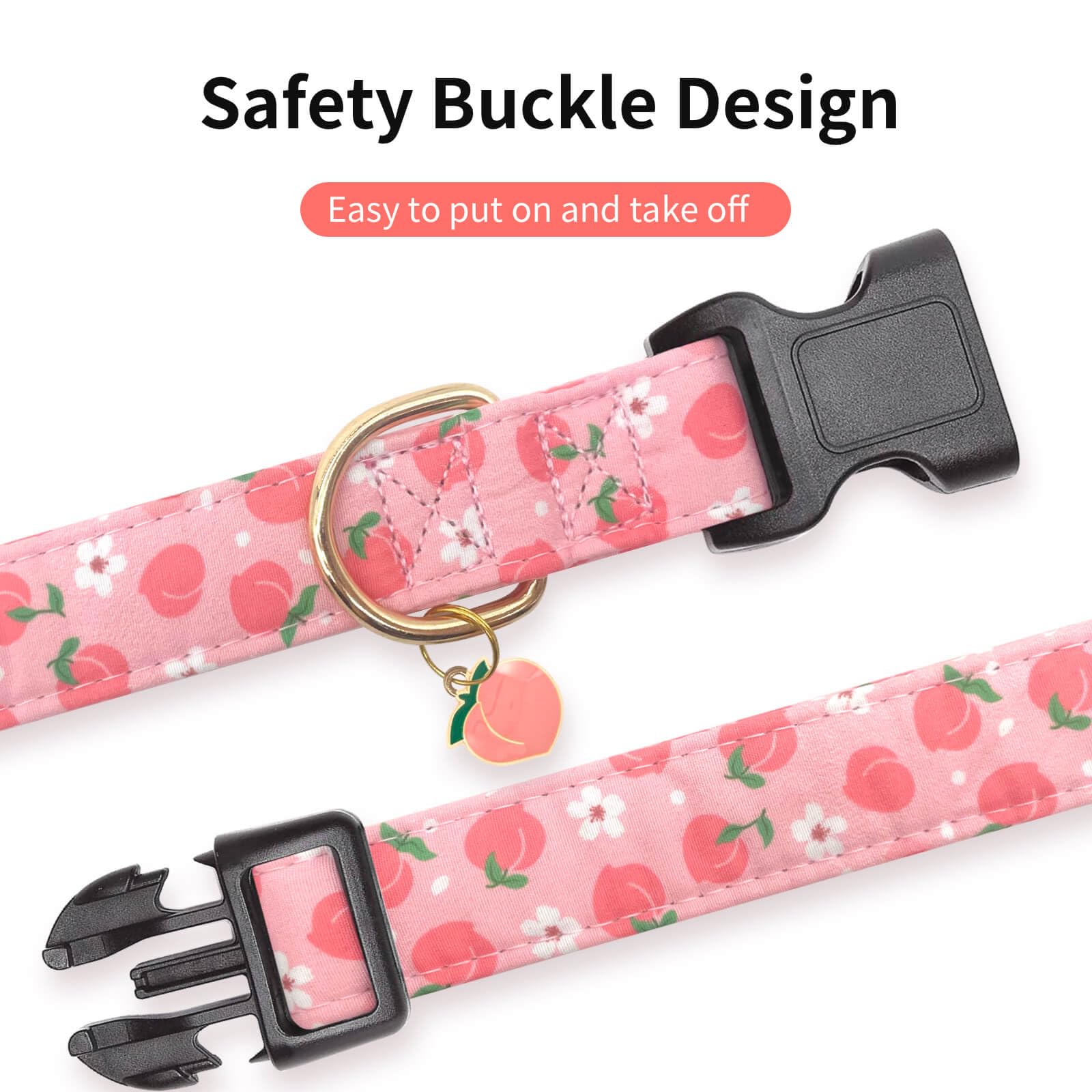 Gelwoo Cotton Dog Collar,Soft and Cute Puppy Collars with Dinosaur Patterned Design for Girl Female Boy Dogs,Adjustable Buckle P
