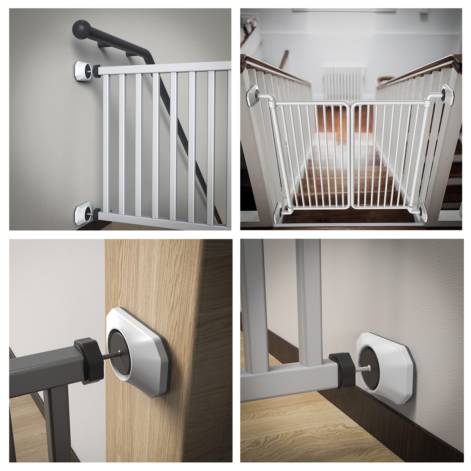 ICERO Baby Gate Wall Protector - 4-Pack White, Protects Walls & Doorways from Pet Gates, Pressure Mounted Safety for Kids & Pets