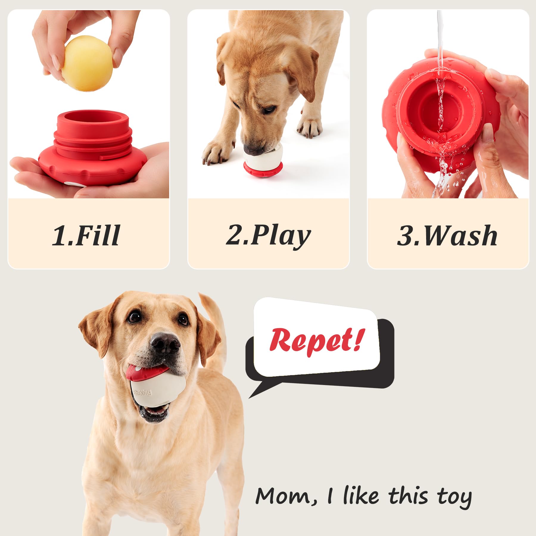 BiteKing Natural Rubber Long Lasting Interactive Dog Toys to Keep Them Busy, Freeze Enrichment Toys for Medium and Large Dogs -