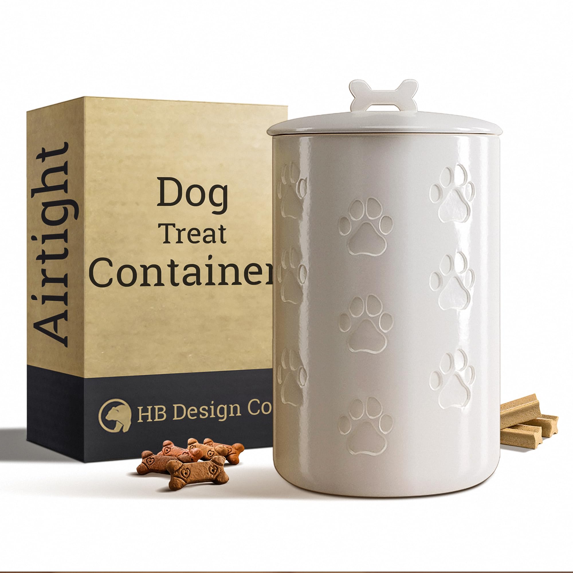Dog Treat Container Airtight  5 Inch Wide x 9 Inch Tall Ceramic Dog Treat Jar for Kitchen Counter with Airtight Lid  7 Cup Cap