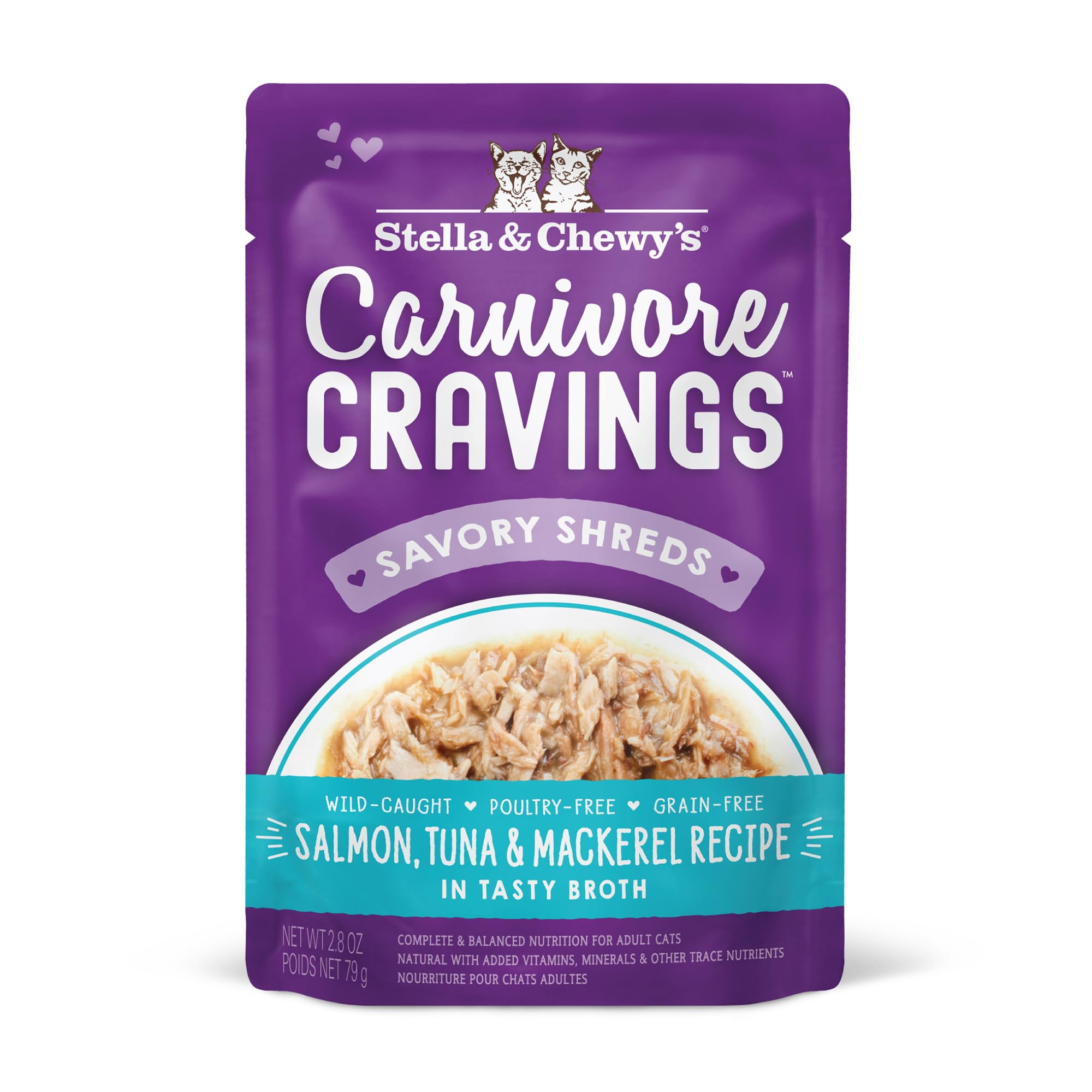 Stella & Chewys Carnivore Cravings Wet Cat Food - Premium Pouches - Grain Free, High Protein Salmon, Tuna & Mackerel - Perfect 