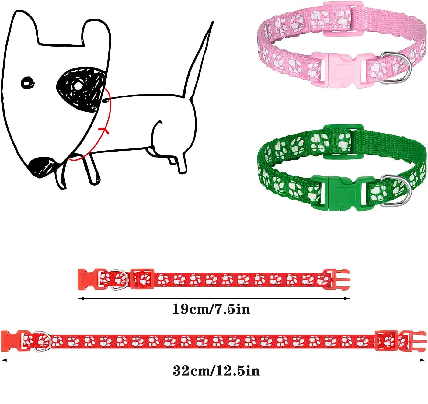 Chenkaiyang 12 Pack Puppy Collars For Litter, Adjustable Puppy Id Collars Soft Nylon Whelping Collars For Newborn Litter Puppy Pets