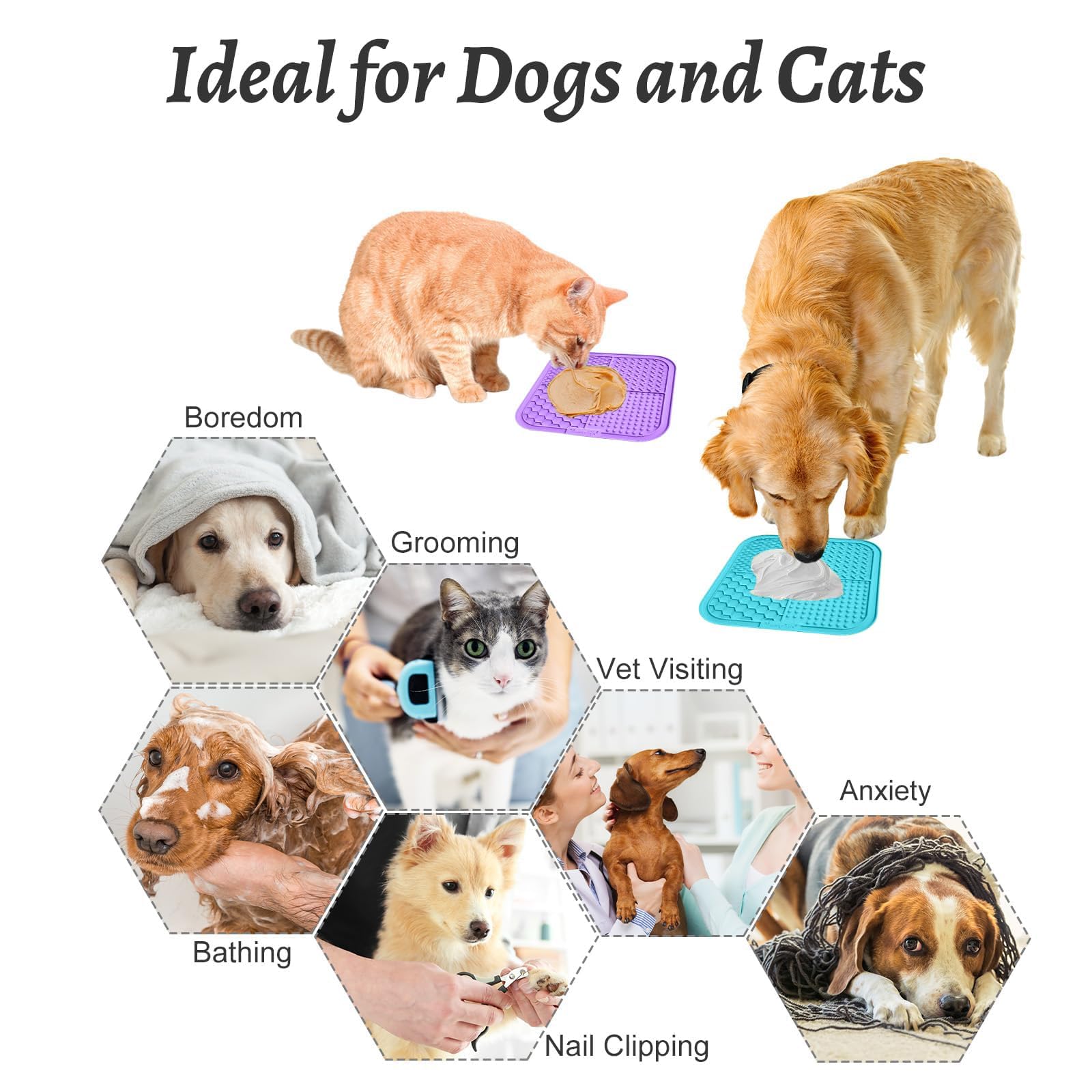 MateeyLife 2PCS Large Lick Mat for Dogs and Cats, Licking Mats for Dog Anxiety Relief, Cat Peanut Butter Lick Pad for Boredom Re