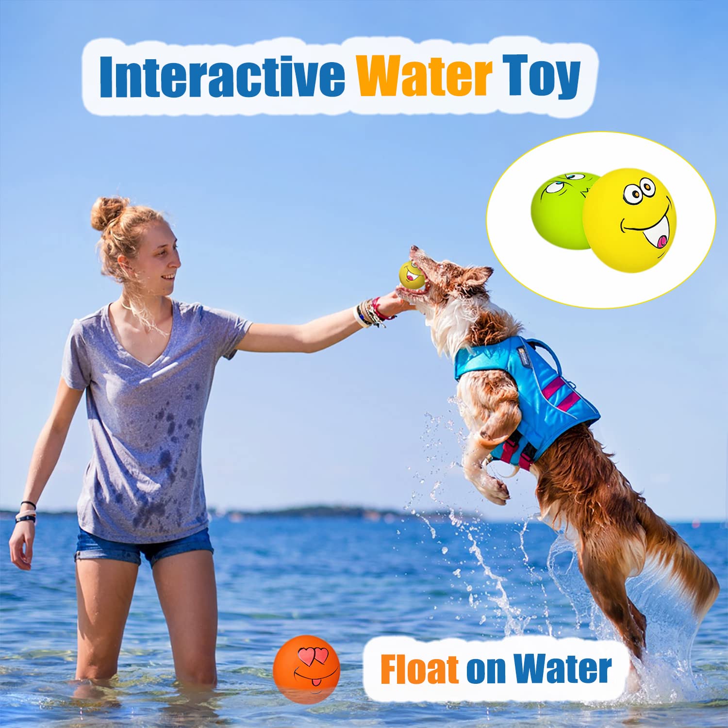 Holysteed Latex Dog Squeaky Toys Rubber Soft Dog Toys Chewing Squeaky Toy Fetch Play Balls Toy For Puppy Small Pets Dog 6Pcs For Mini, Small Breeds, 2.28'*2.28'*1.30'