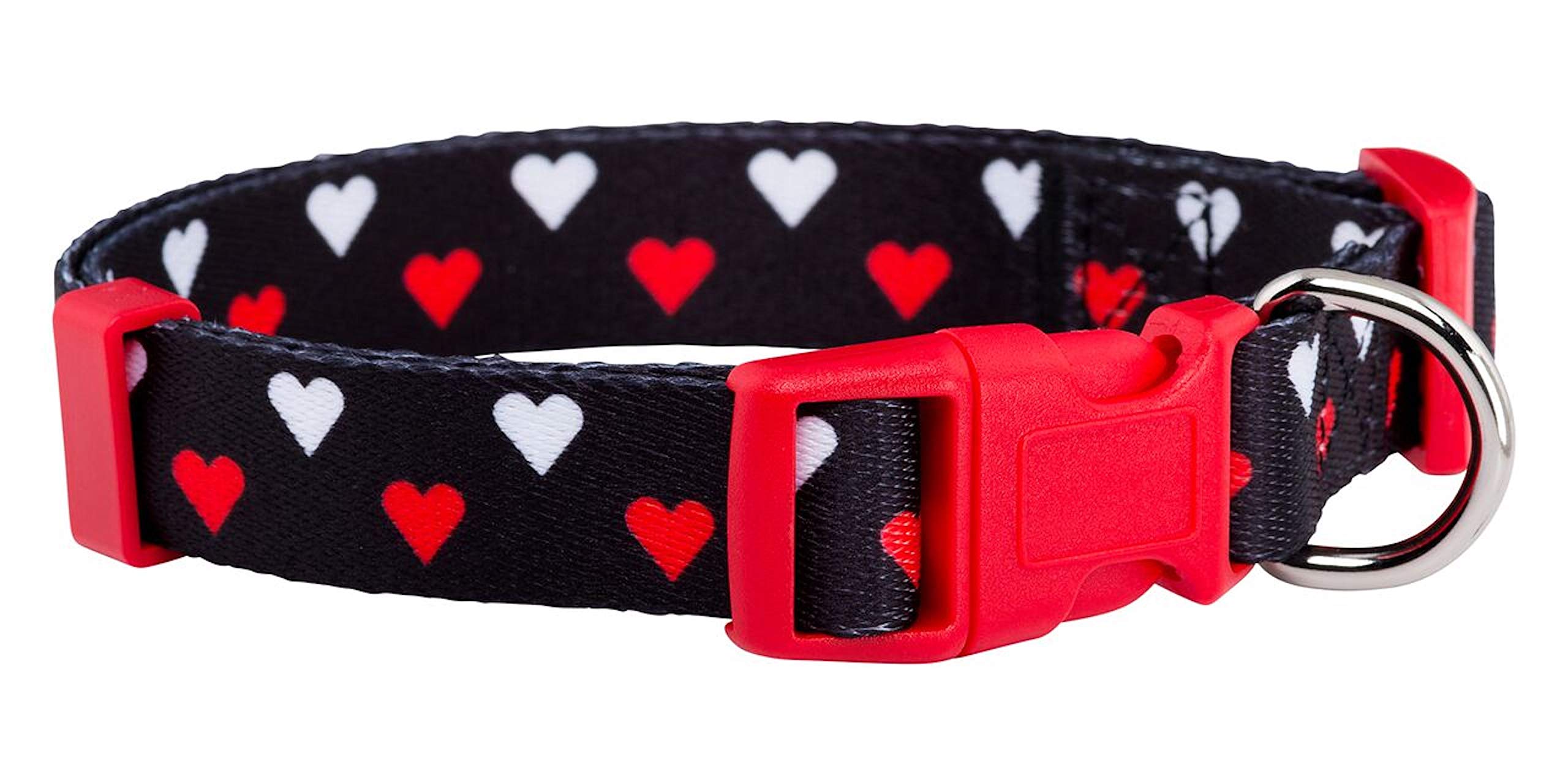 Native Pup Valentine'S Day Heart Dog Collar, Cute Pink Red Puppy Gift (Medium, White And Red Hearts)