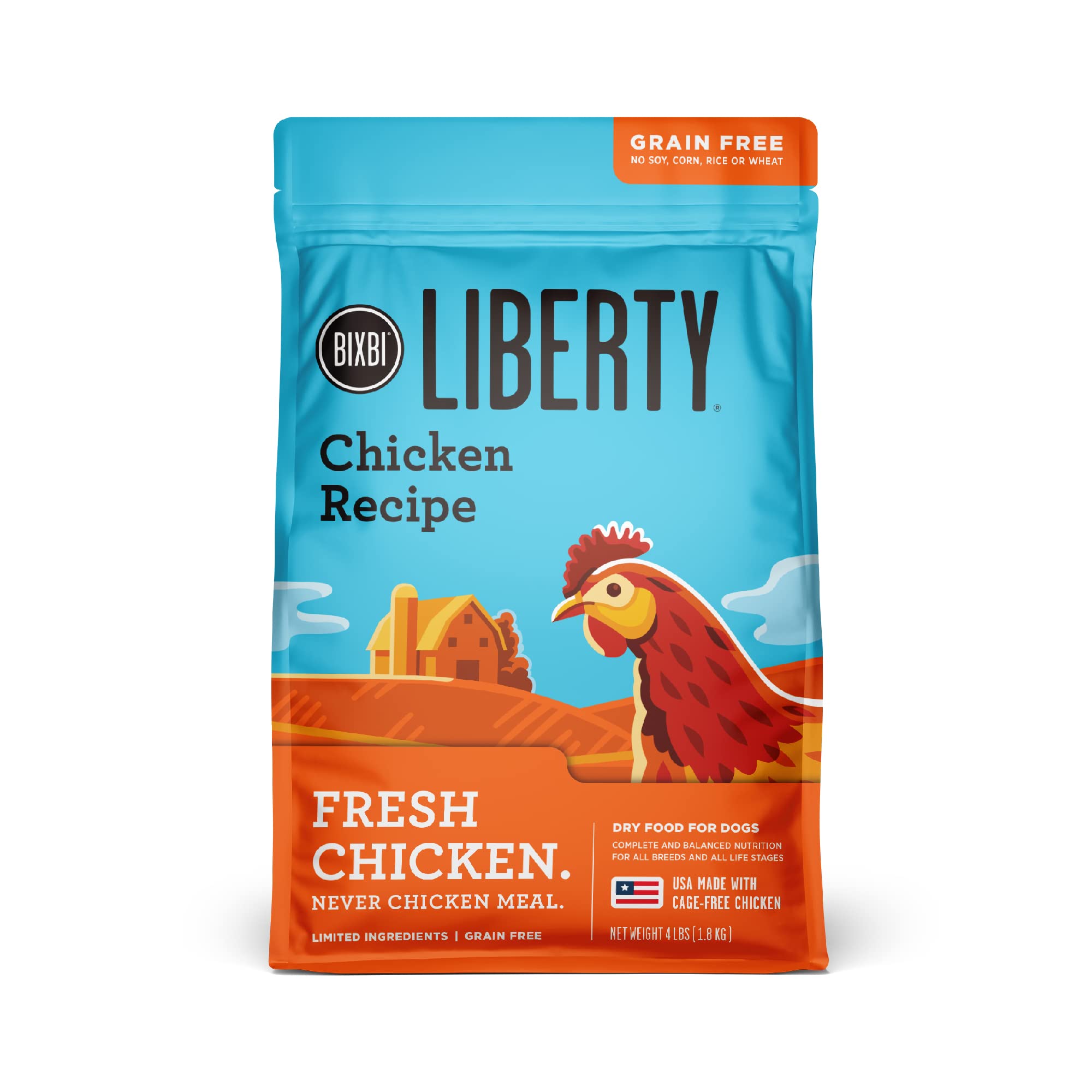 BIXBI Buckley Liberty Fresh Grain Free Chicken Recipe Dry Dog Food, 4 Pound - 6 per case