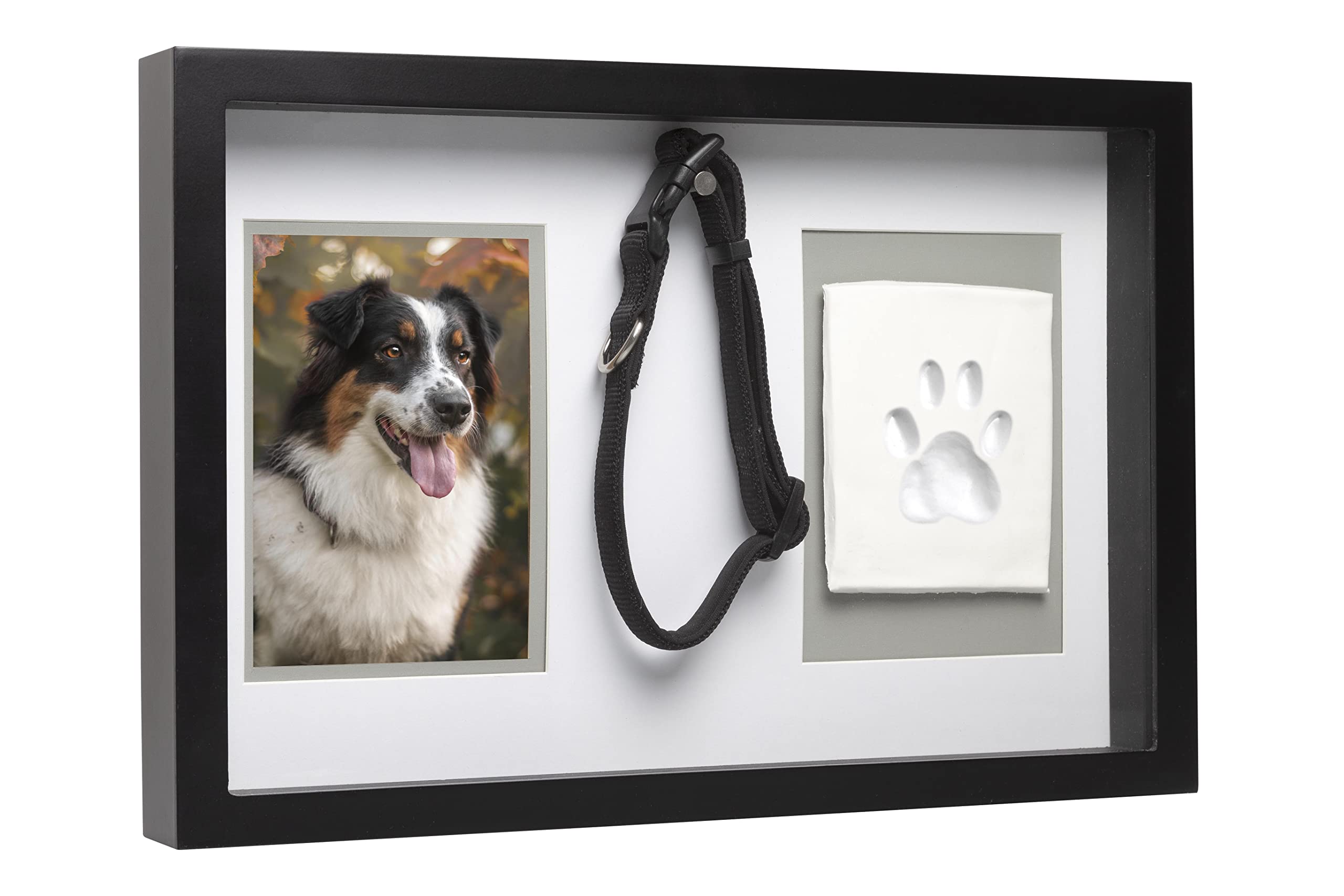 Pearhead Pawprints Collar Frame, Pet Keepsake Photo Frame, Clay Pawprint And Collar Frame, Pet Memorial Picture Frame