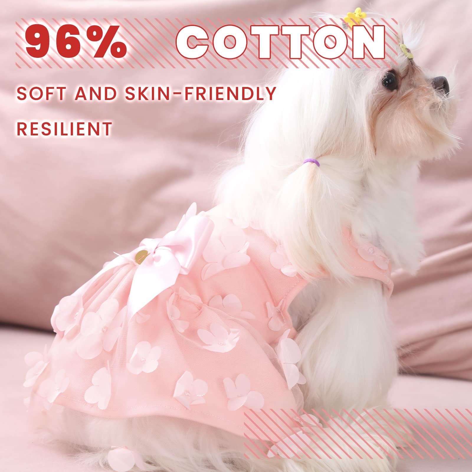 Laifug Dog Dress Puppy Print Princess Dog Dress Cute Party Wear (Pink, L)