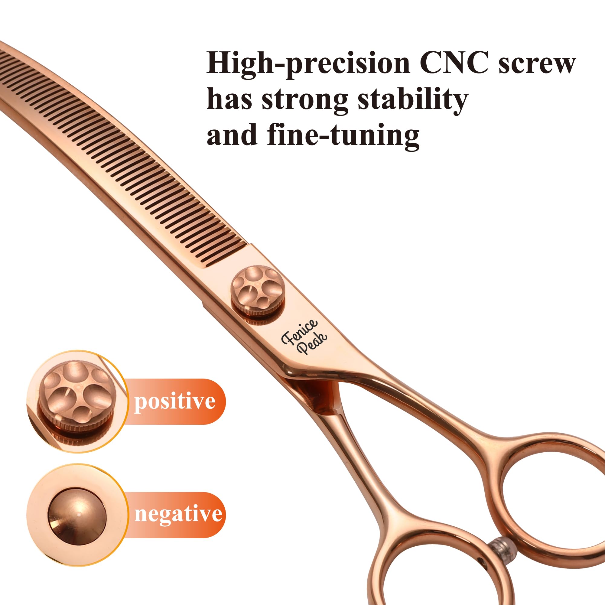 Fenice Peak Professional Dog Grooming Scissors Pet Curved Thinning Shears 7.0   Extremely Sharp Blades 440C Steel Thinning Sci