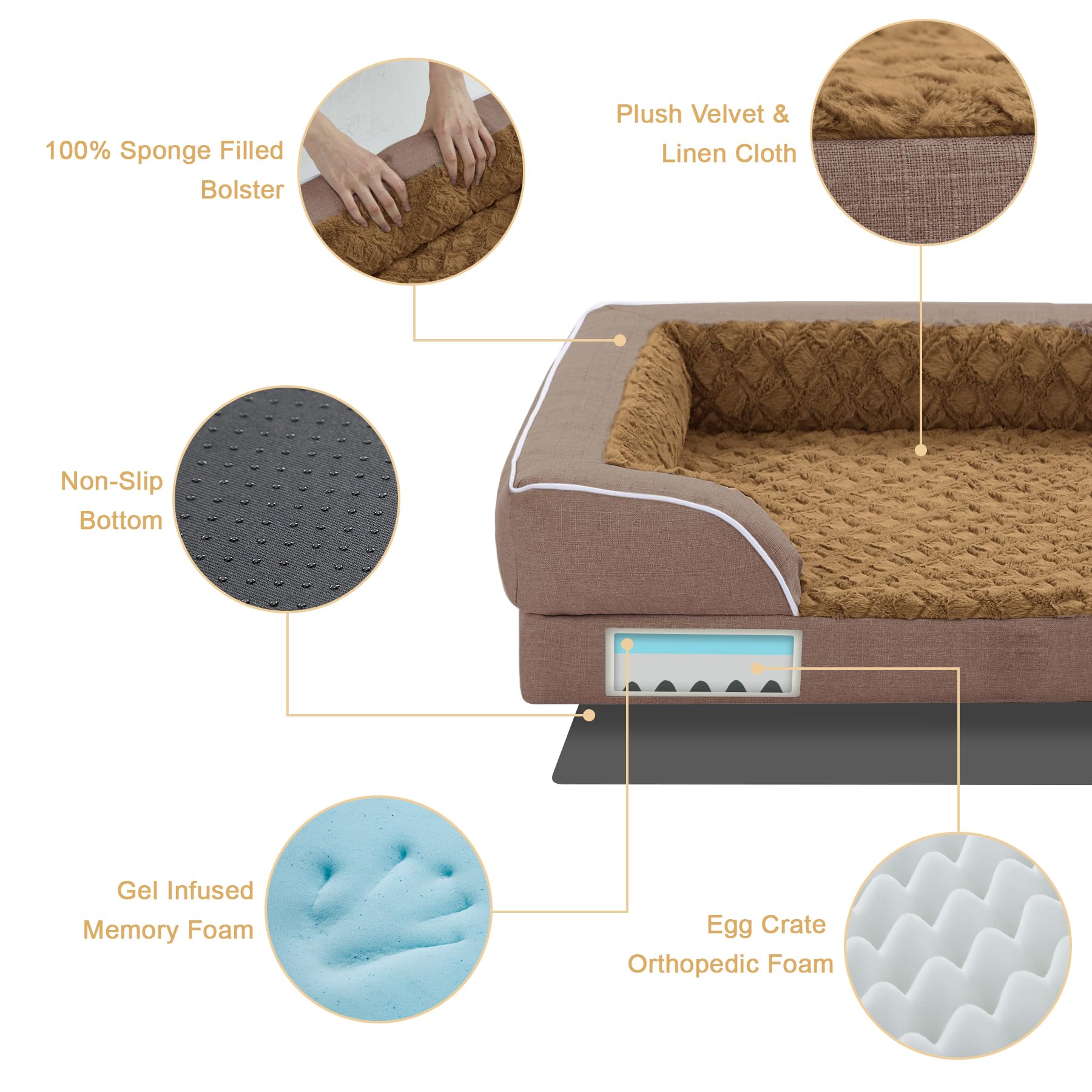 Casa Paw Orthopedic Xxl Dog Bed For Extra Large Dogs, Waterproof Memory Foam Dog Beds With Sides, Egg-Crate Foam And Non-Slip Bo