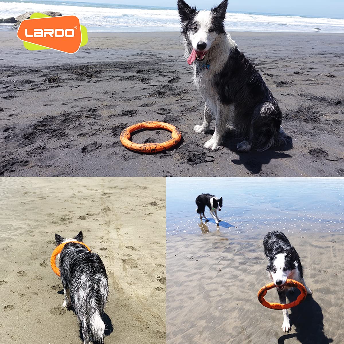 LaRoo Dog Flying Ring Toys, Floating Flying Dog Disc Toys, Summer Pet Training Outdoor Durable Chew Toys for Medium and Large Do