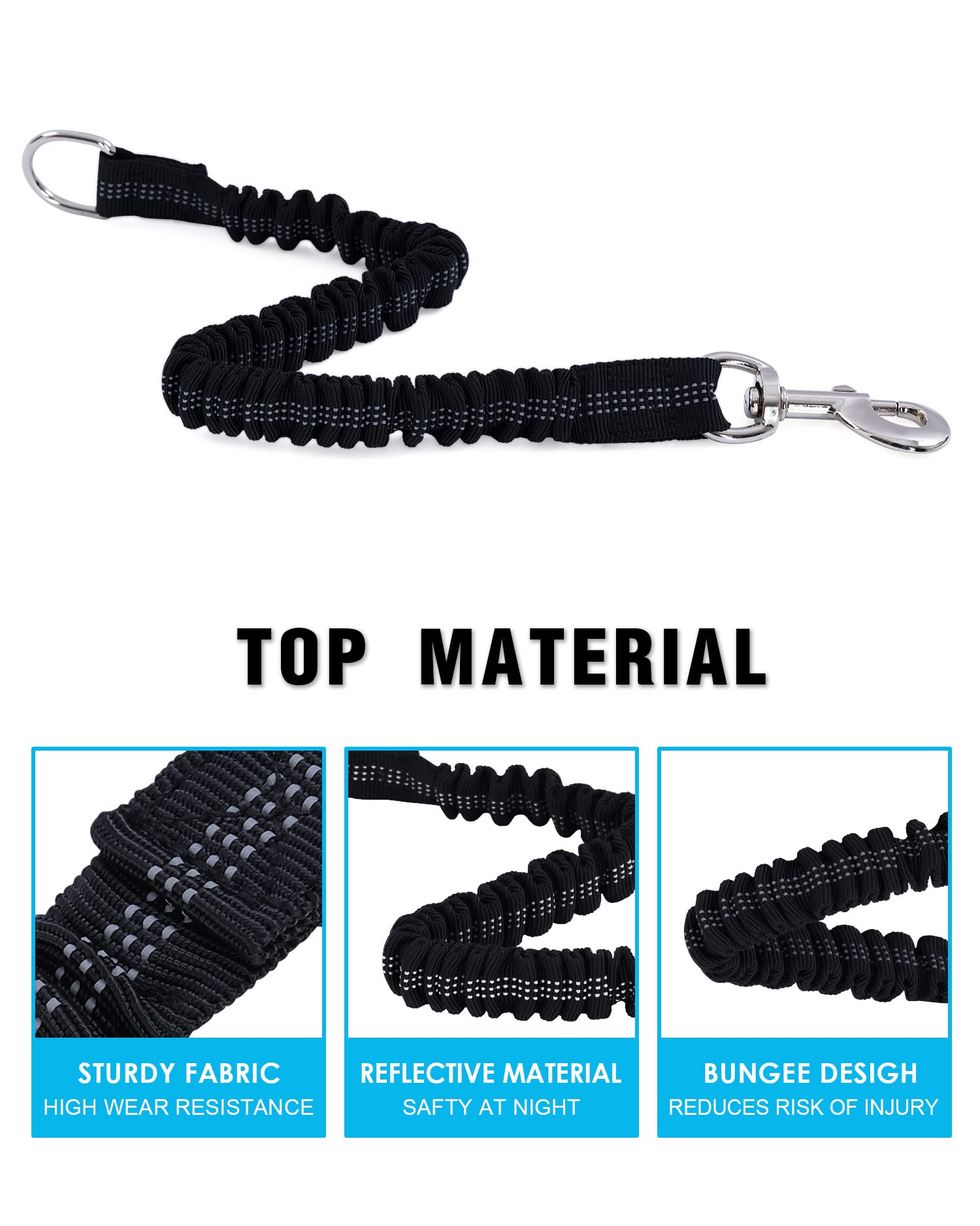 Long Dog Leash With Reflective Threads 15Ft 20Ft 30Ft 50Ft,Heavy Duty Bungee Dog Leashes For Small Medium Large Breed Dogs,Shock Absorbing Training Leash For Walking,Hunting,Camping&Yard