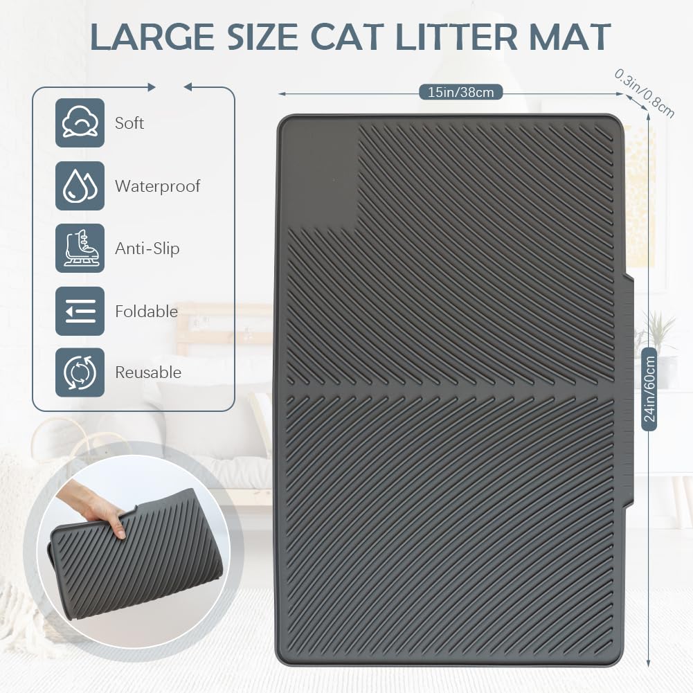 Cat Litter Mat, Silicone Kitty Litter Mat Waterproof Litter Catcher Mat, Litter Box Mat, Cat Litter Trapper For Floor, Anti-Slip