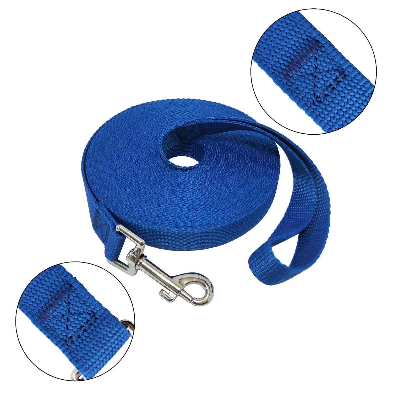 Nylon Training Dog Leash For Small Medium Large Dogs, 15Ft 20Ft 30Ft 50Ft Long Leash Dog/Puppy Lead For Obedience Recall Training, Camping (30Ft, Blue)