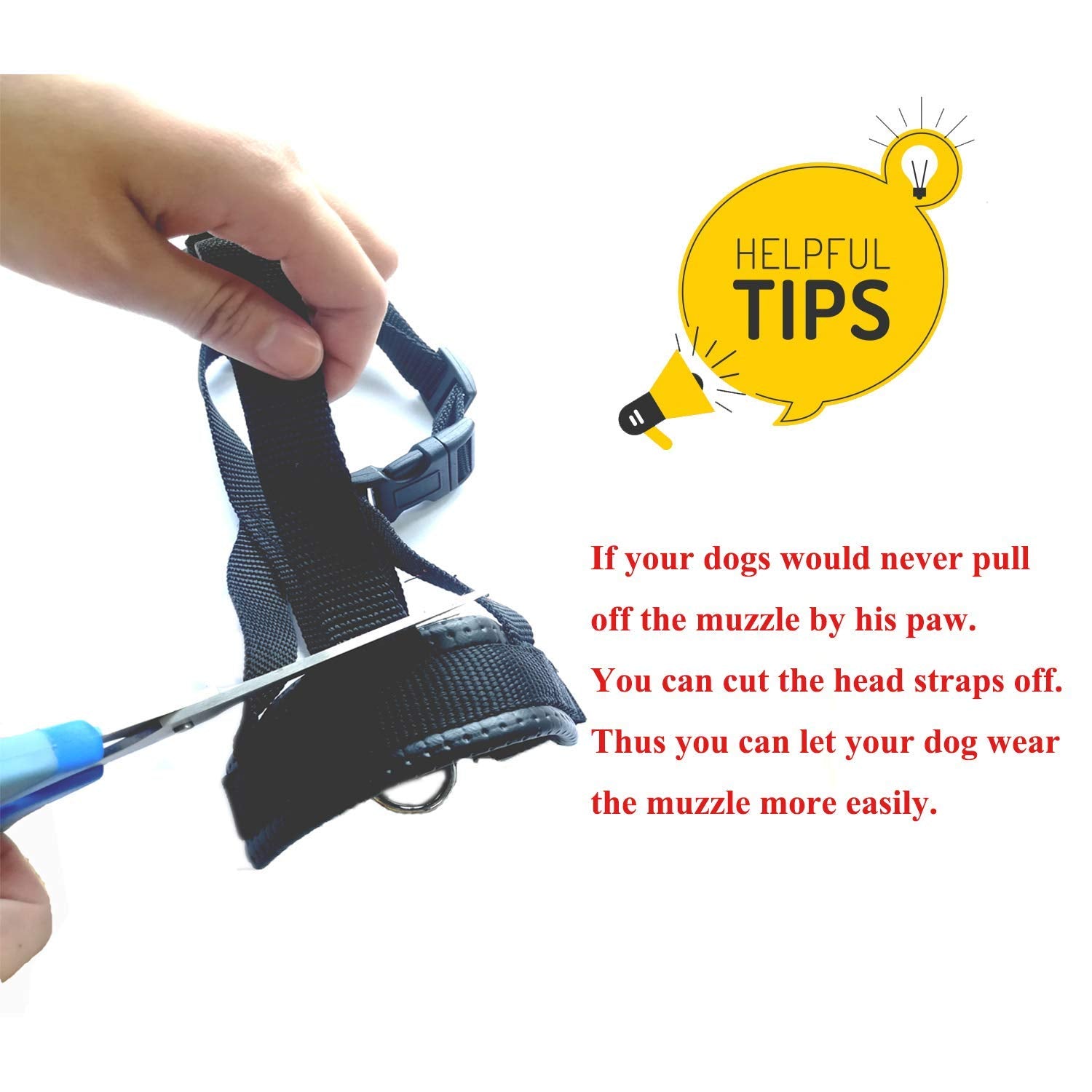 Head Strap Dog Muzzle Prevent From Taking Off By Paws For Small,Medium And Large Dogs(M/Blue)