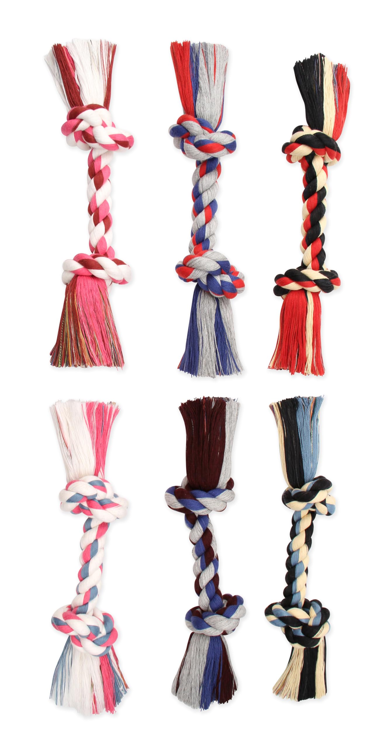 Mammoth Pet Products Flossy Chews Cottonblend Color Rope Bone, Medium, 12-Inch,MultiColored,20004V