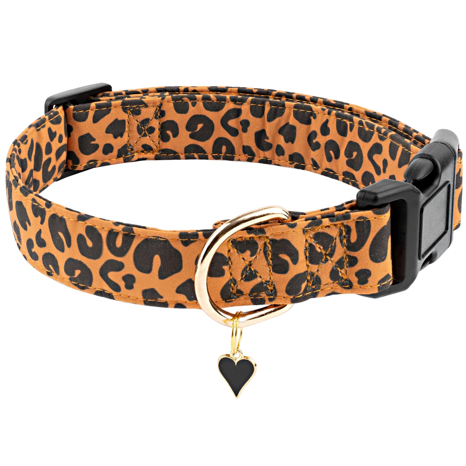 Faygarsle Brown Leopard Print Dog Collar For Small, Medium, Large Boys Girls Dogs L