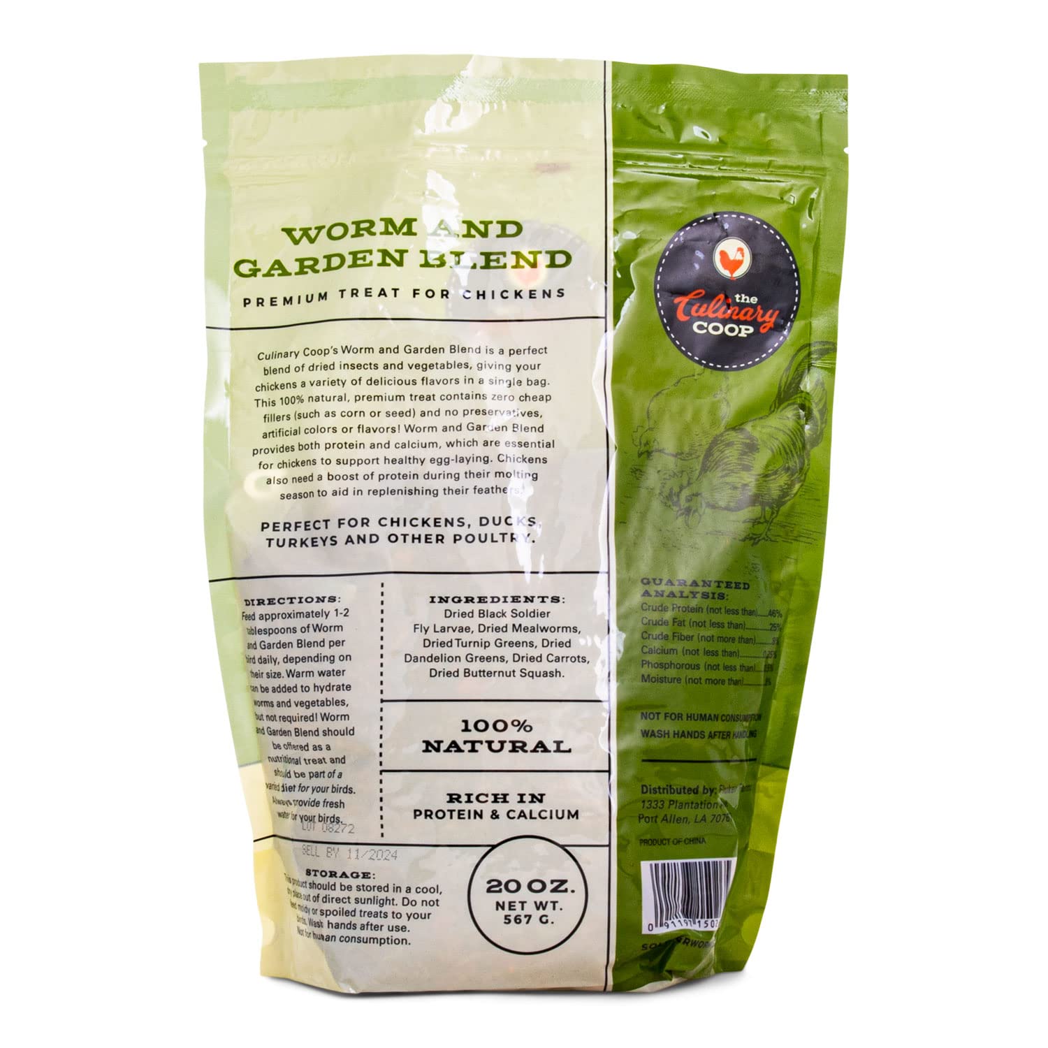 Flukers Culinary Coop All Natural Worm and Garden Blend, Premium Treat for Chickens, 20 oz