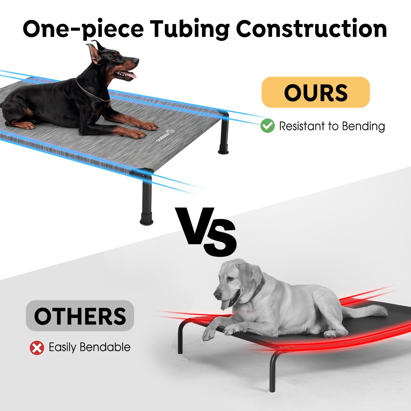 Veehoo Heavy Duty Elevated Dog Bed - Raised Dog Cot With Washable & Breathable Teslin Mesh, Non-Slip Silicon Feet, Cooling, Indo