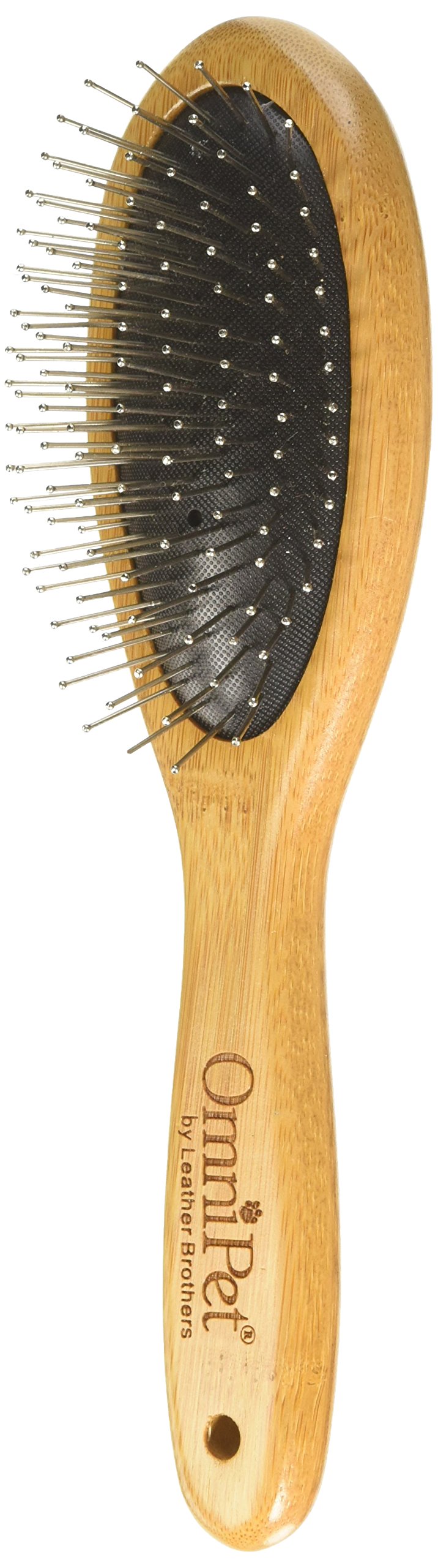 Omnipet Pro-Finish Pin Grooming Brush With Carbonized Bamboo Handle, Medium, 8.5'