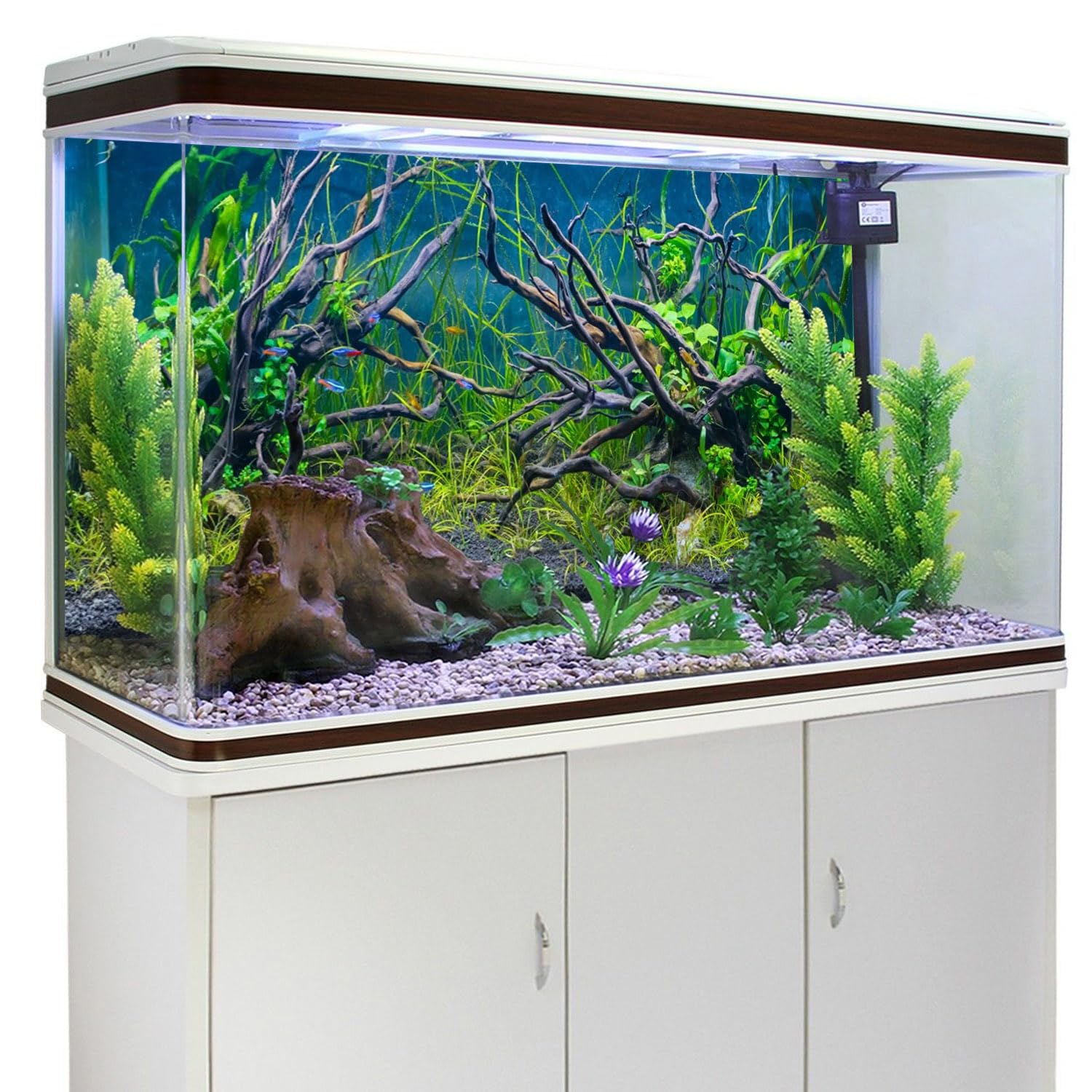Awert 36X20 Inches Tropical Fish Tank Background River Bed & Lake Aquatic Plant Undersea Tree Branch Aquarium Background Vinyl