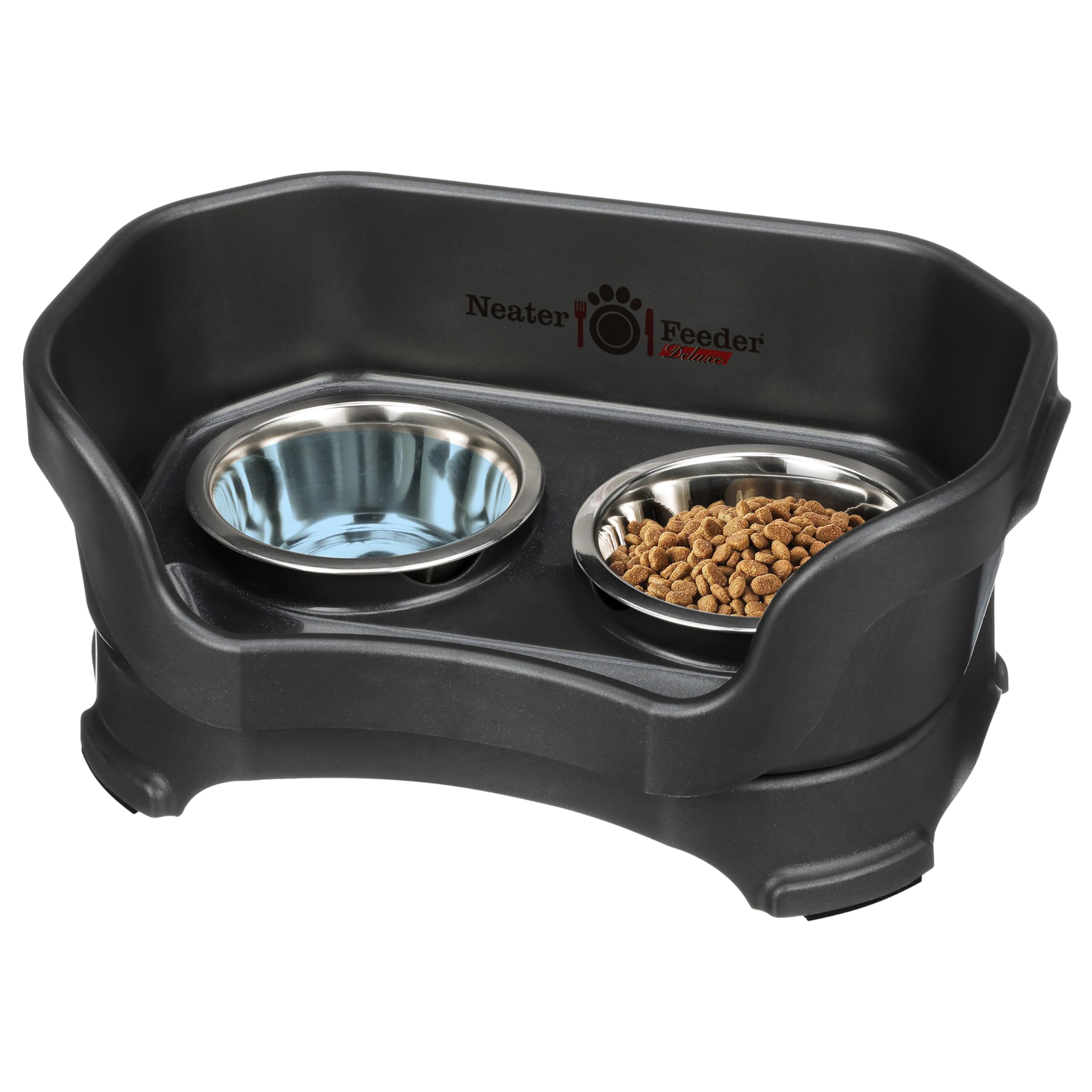 Neater Feeder Deluxe Mess Proof Dog Bowls Elevated for Small Breed - Made in USA - No Spill Raised Dog Food Bowl Stand - Stainle