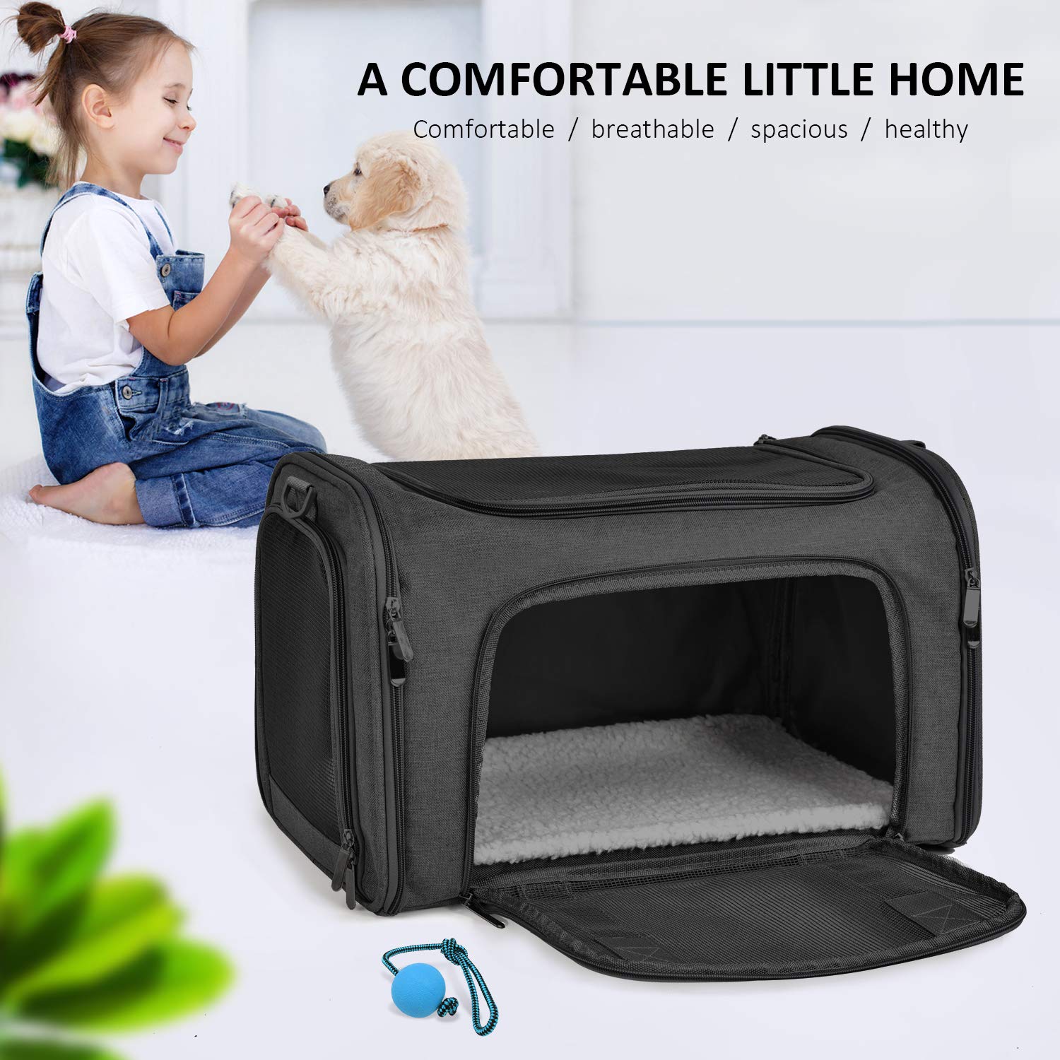 Henkelion Large Cat Carriers Dog Carrier Pet Carrier For Large Cats Puppies Up To 25Lbs, Big Dog Carrier Soft Sided, Collapsible Waterproof Travel - Large - Black