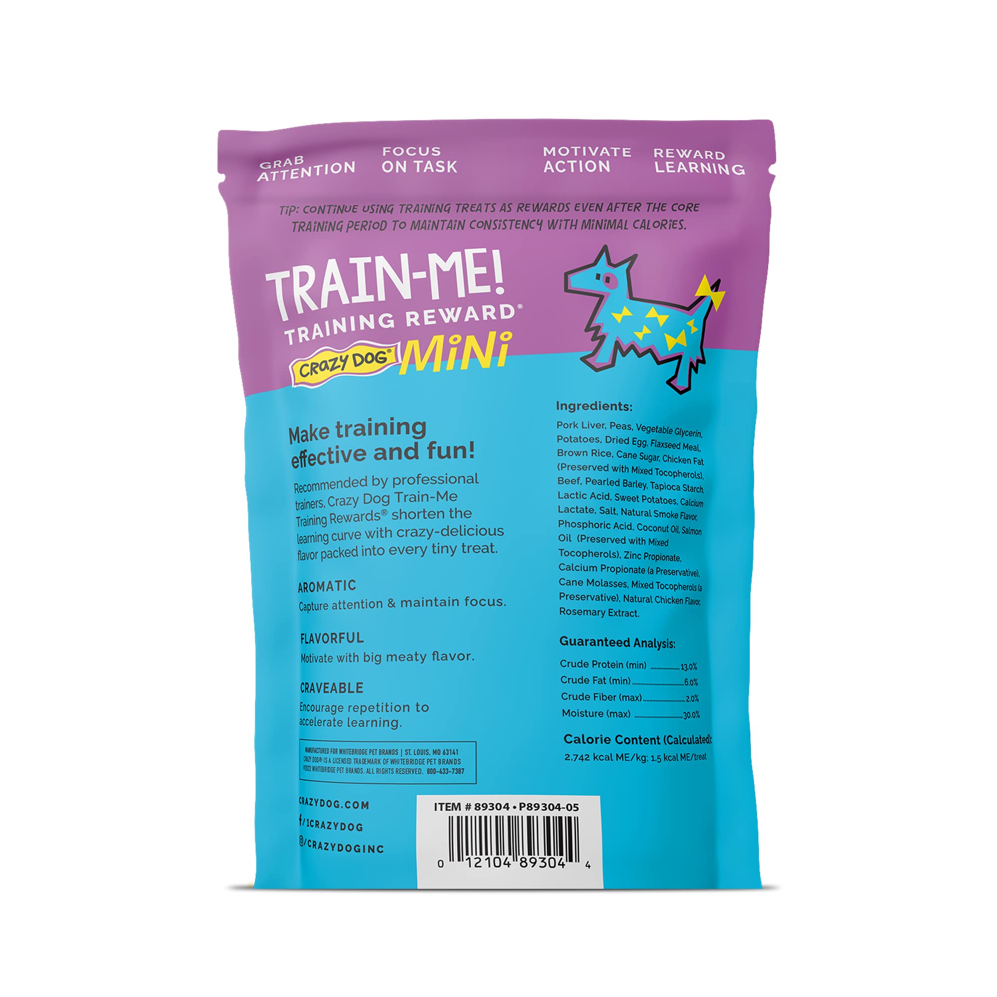 Crazy Dog Mini Train-Me! Training Treats 4 oz. Pouch, Beef Flavor, with 200 Treats per Bag, Recommended by Dog Trainers