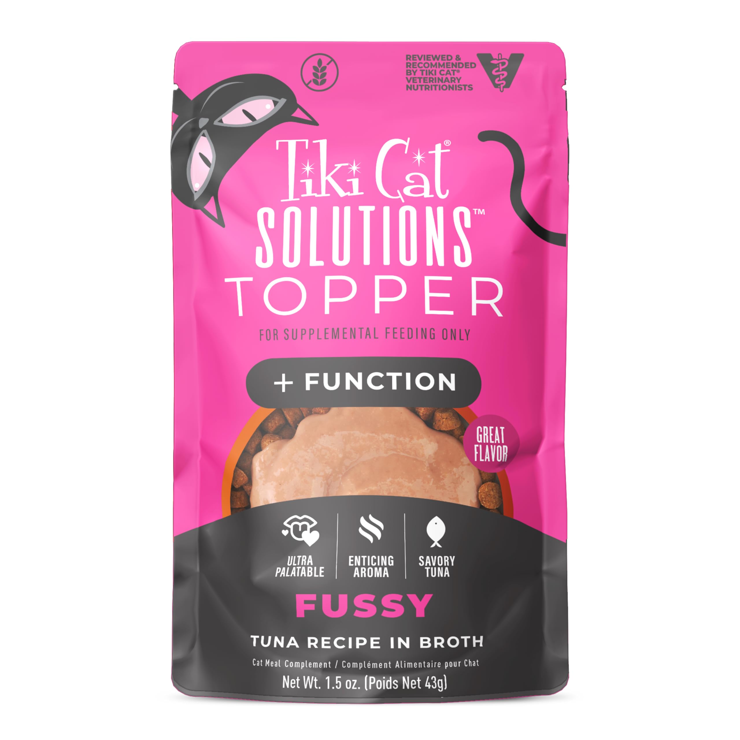 Tiki Cat Solutions Topper, Fussy, Tuna Recipe in Broth, 1.5 oz. Pouch (12 Count)