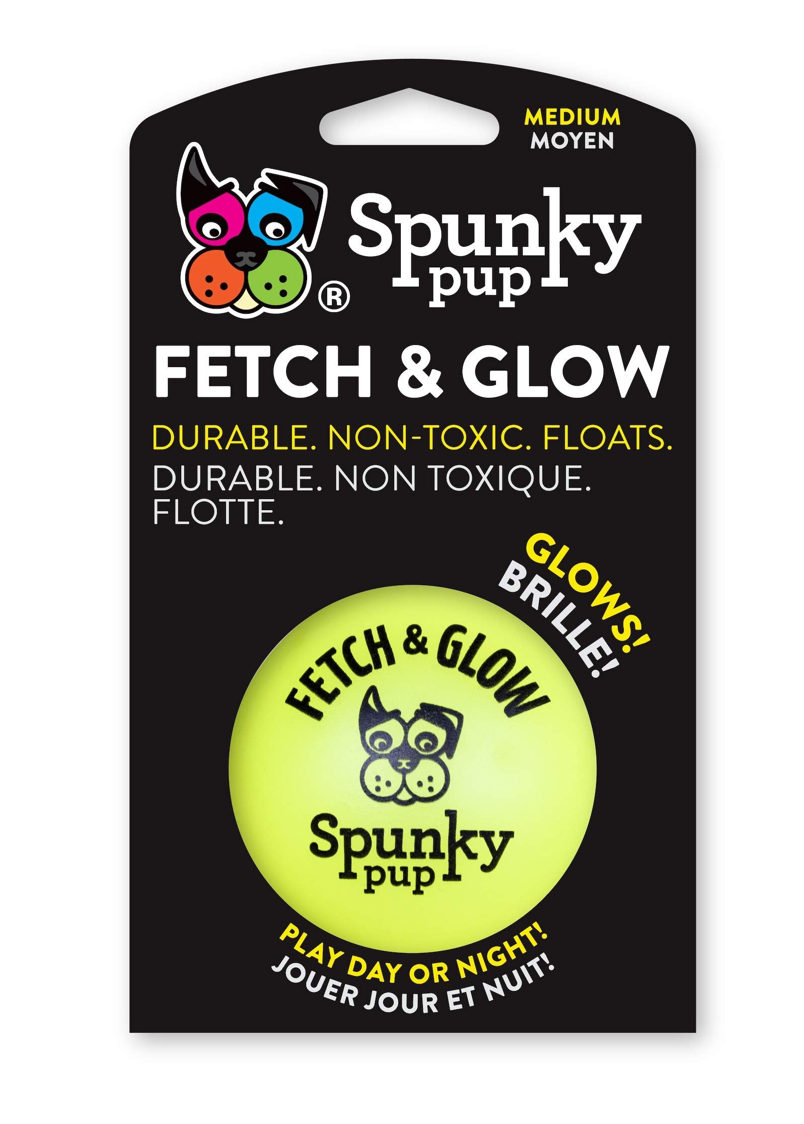 Spunky Pup Fetch & Glow Ball Medium, (Assorted)