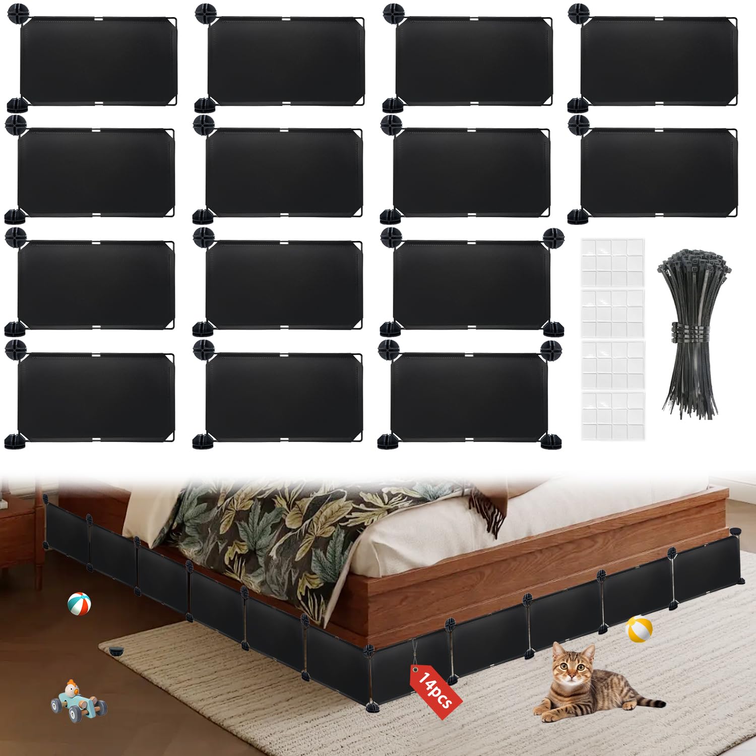 Under The Bed Blockers For Pets 14Pcs Couch Blockers For Toys Keep Dogs Off Couch Sofa Furniture,Durable Detachable Under Couch 