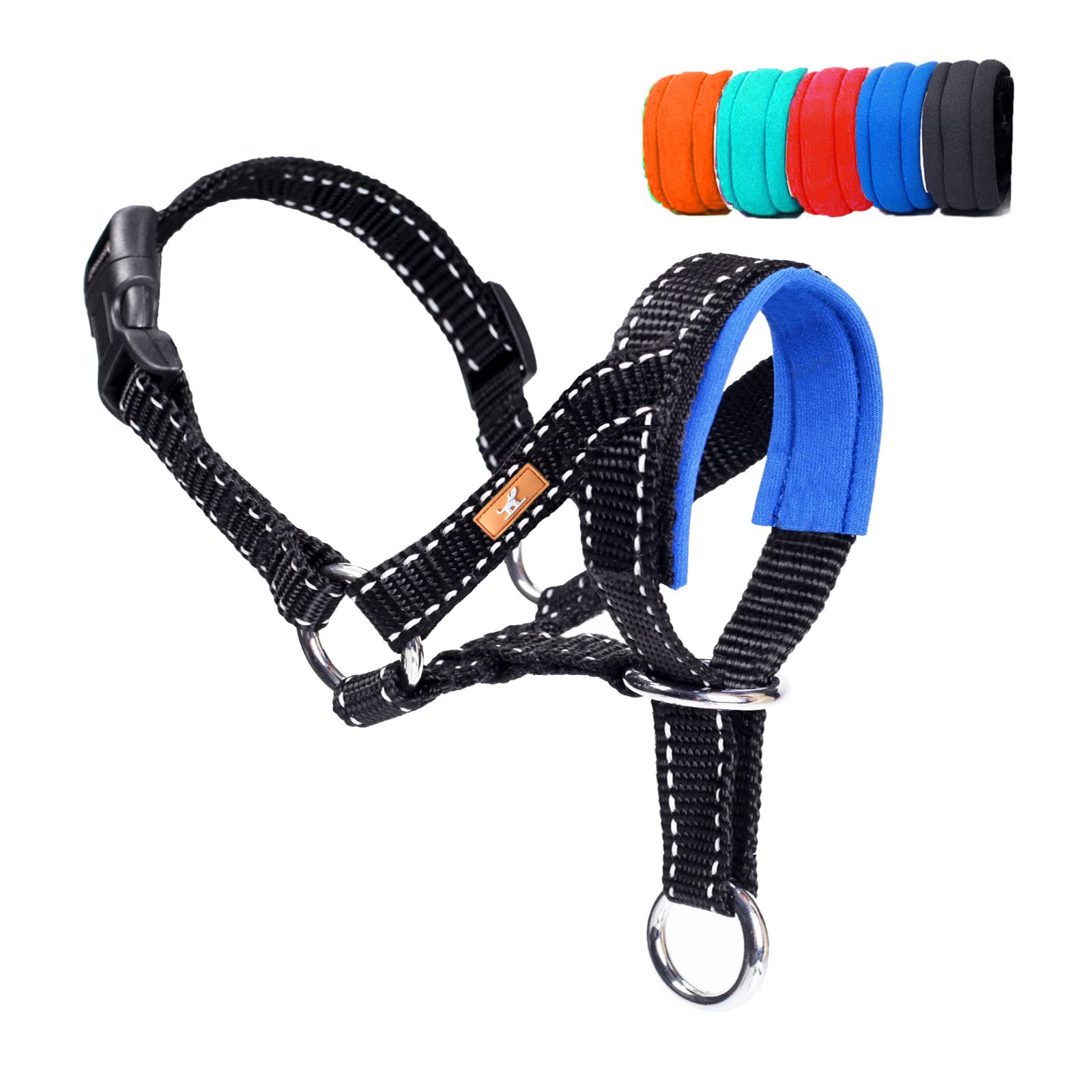 Wintchuk Dog Head Collar, Head Collar With Reflective Strap To Stop Pulling For Small Medium And Large Dogs, Adjustable (M, Blue