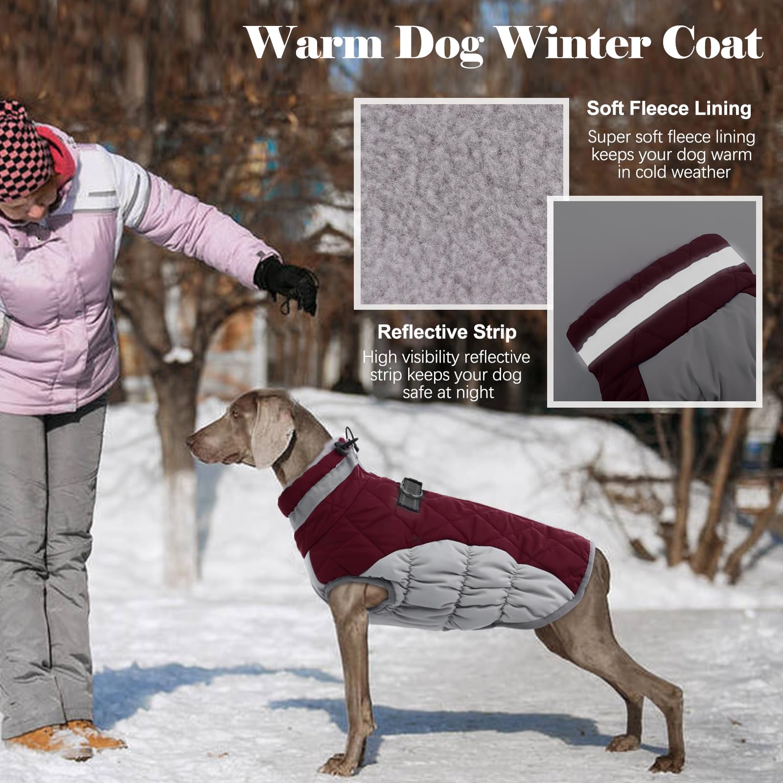 Lelepet Warm Dog Winter Coat,XX-Large Dog Coat Waterproof Dog Jacket with Harness Dog Cold Weather Coats Windproof Reflective Do