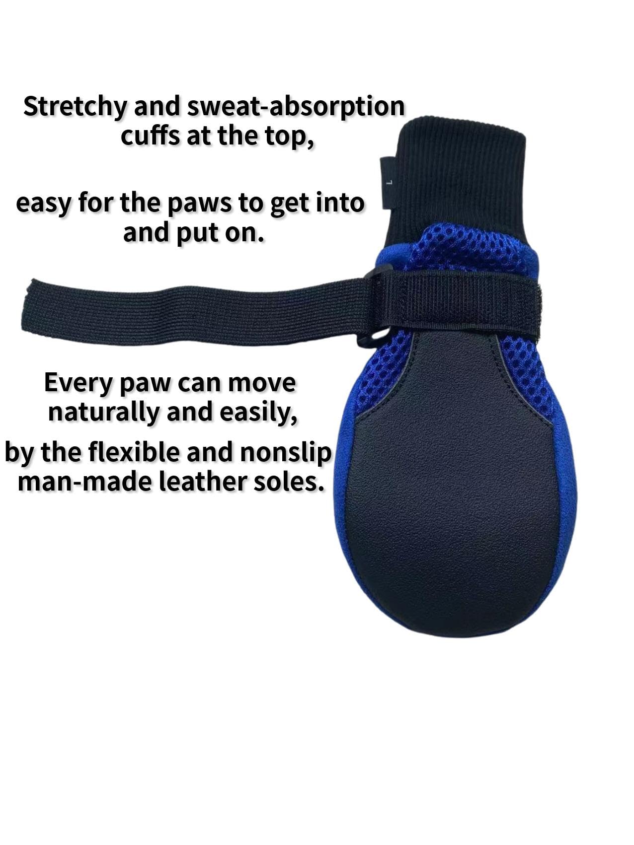 LONSUNEER Dog Boots - Breathable, Nonslip Soles, Size Large, Blue, Model 4334708596