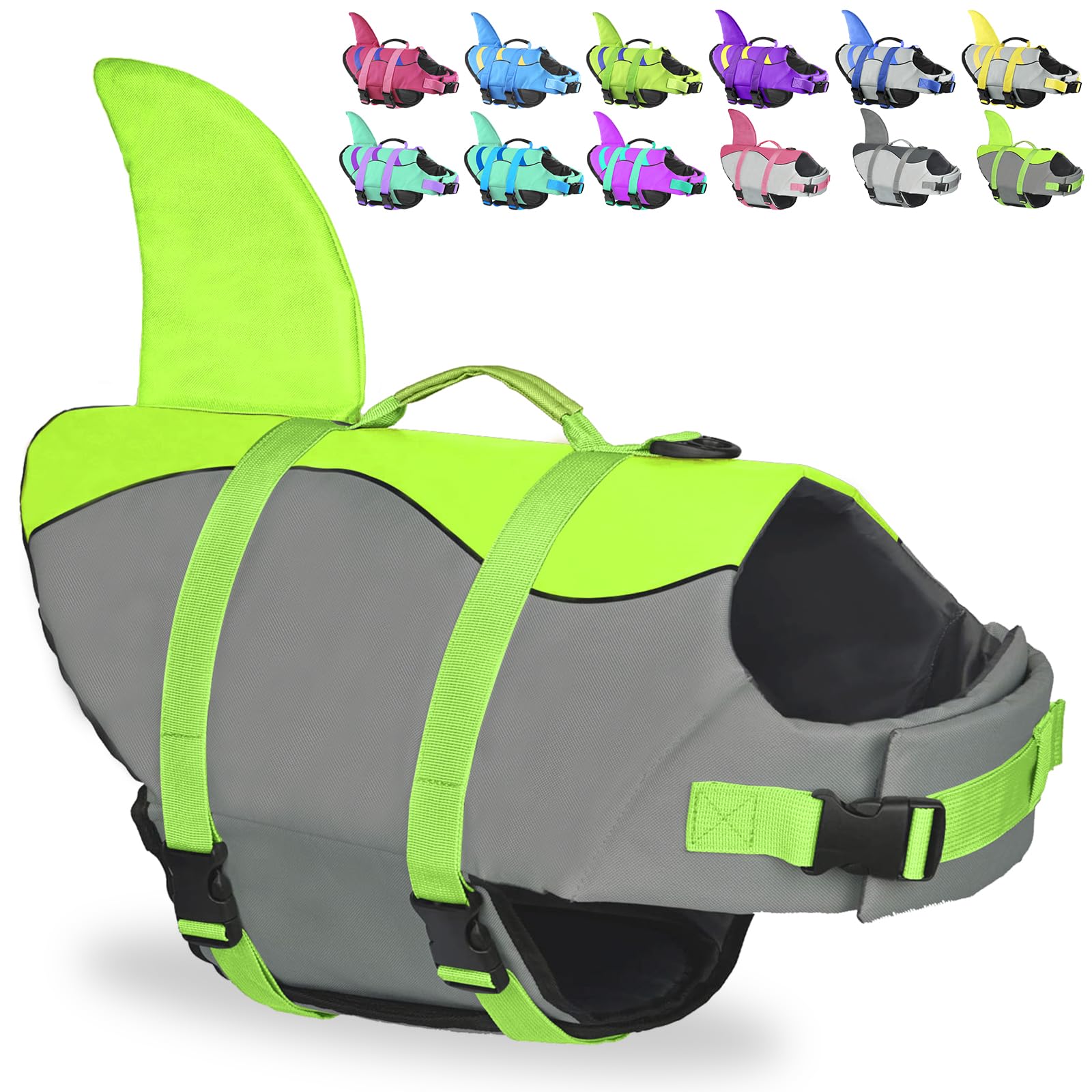 Dog Shark Life Jacket, Dog Life Vest For Swimming Adjustable Pet Life Preserver With Rescue Handle X-Large
