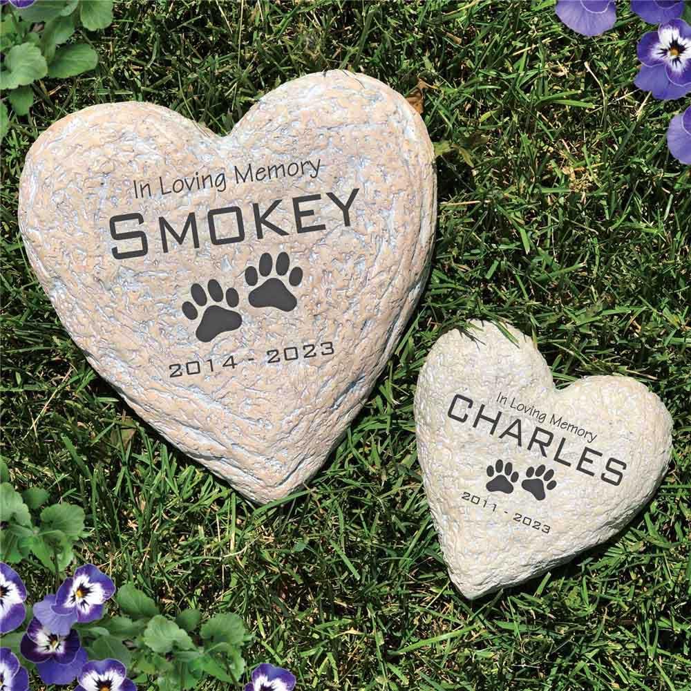 Giftsforyounow Engraved In Loving Memory Pet Memorial Garden Stone, 5 Inch Heart-Shaped, Durable, Waterproof, Temporary Grave Ma